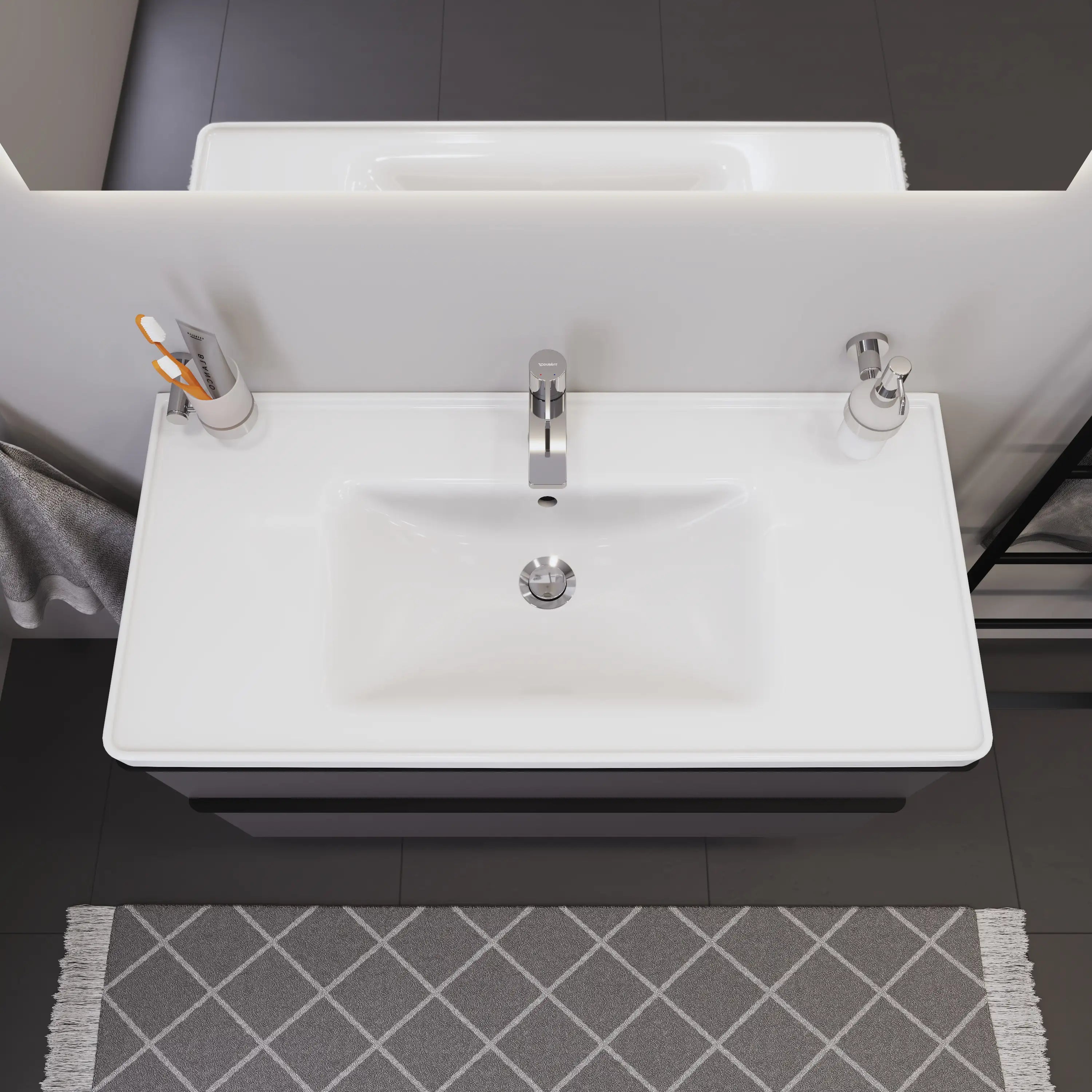 Duravit D-Neo 39 5/8'' Rectangular Wall Mounted Sink in White with Single Faucet Hole and with Overflow