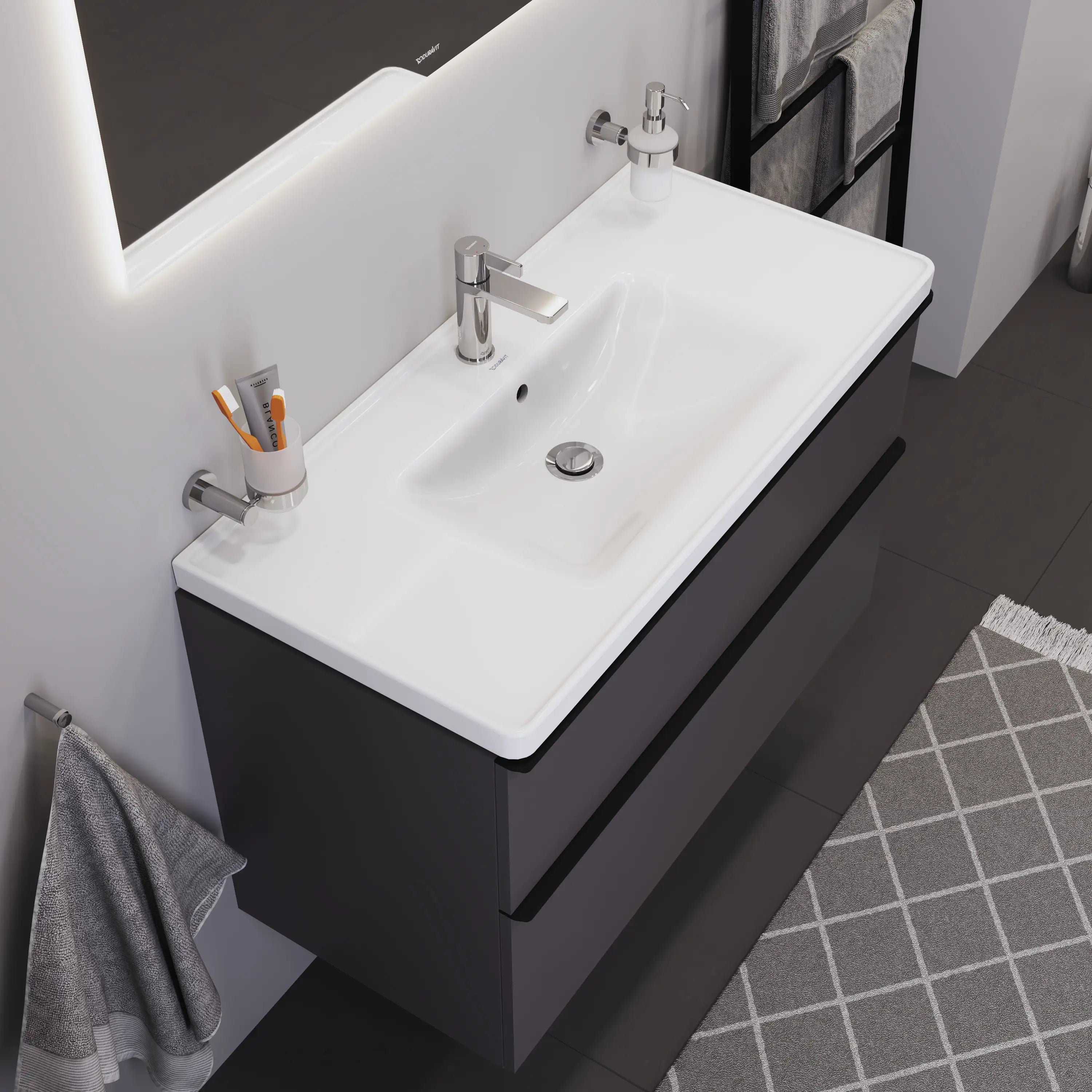 Duravit D-Neo 39 5/8'' Rectangular Wall Mounted Sink in White with Single Faucet Hole and with Overflow