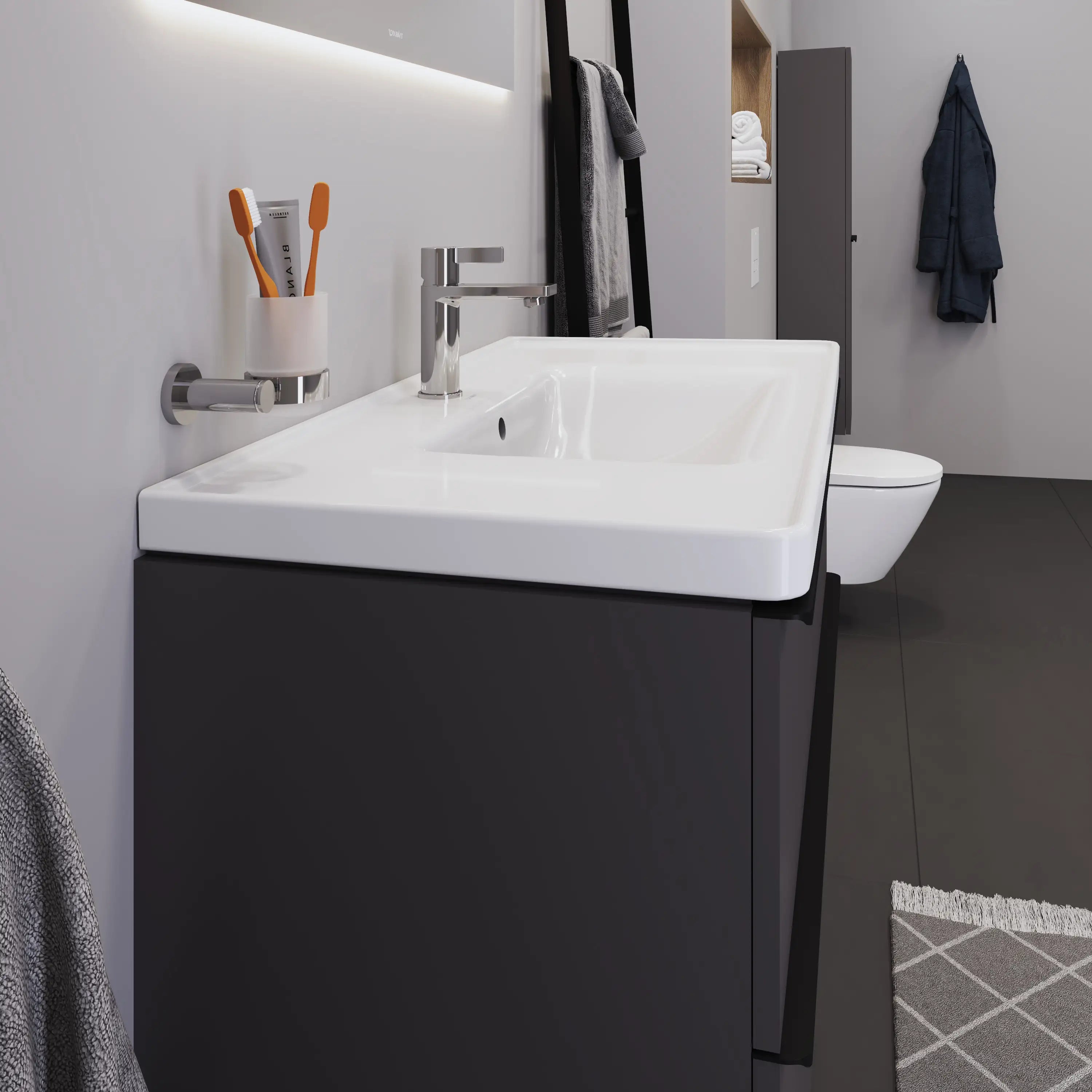 Duravit D-Neo 39 5/8'' Rectangular Wall Mounted Sink in White with Single Faucet Hole and with Overflow