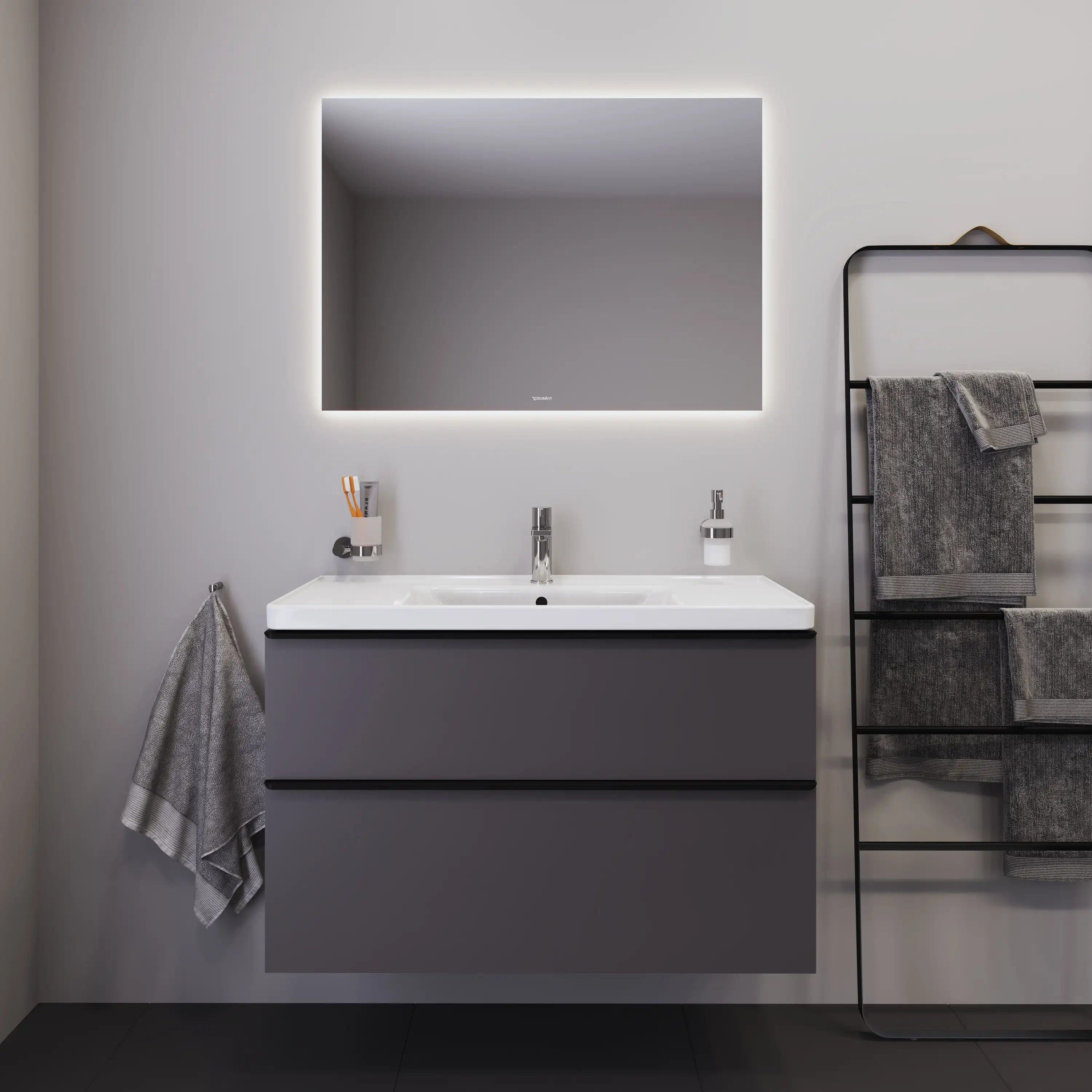 Duravit D-Neo 39 5/8'' Rectangular Wall Mounted Sink in White with Single Faucet Hole and with Overflow