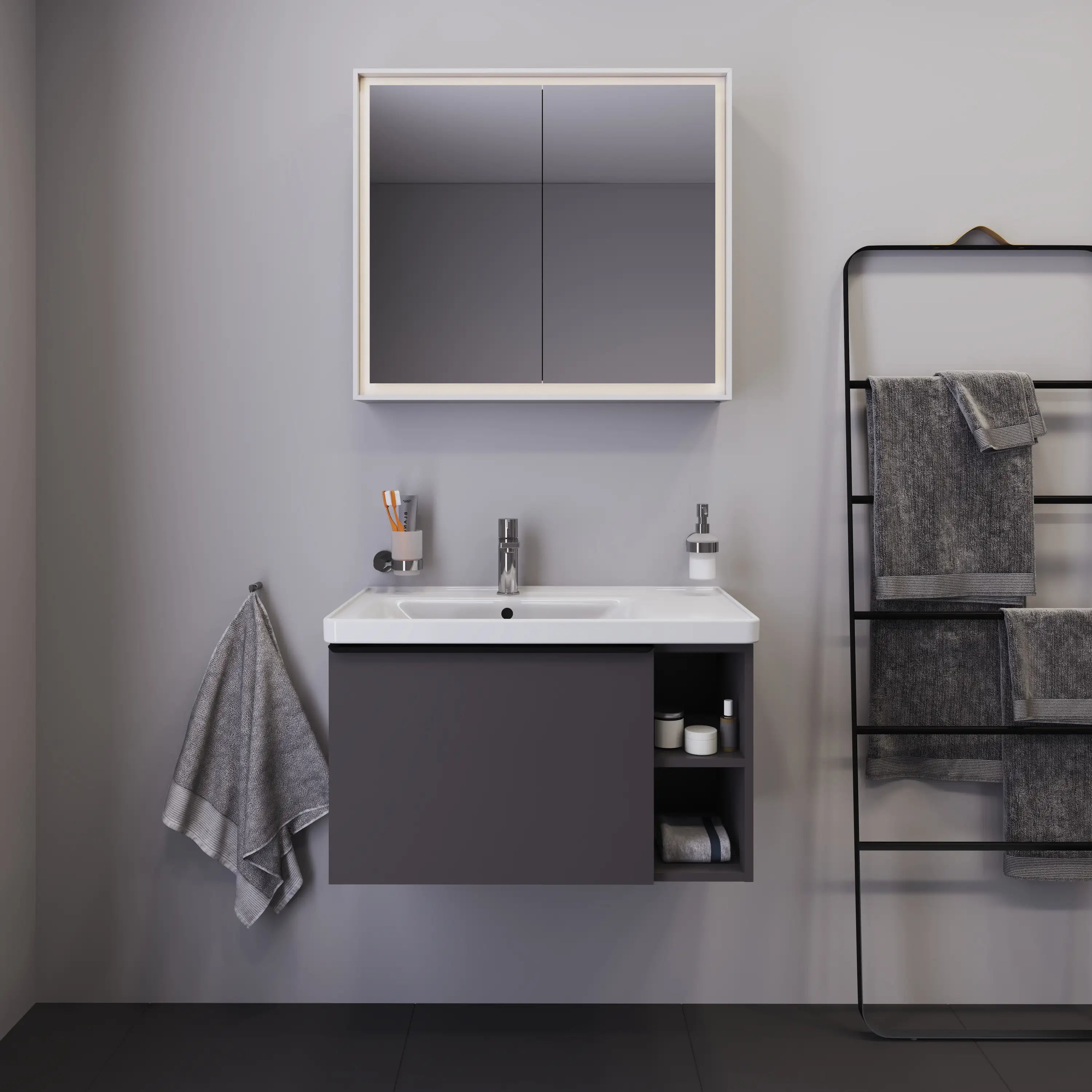 Duravit D-Neo 30 1/2'' Rectangular Wall Mounted Sink in White with Single Faucet Hole and with Overflow