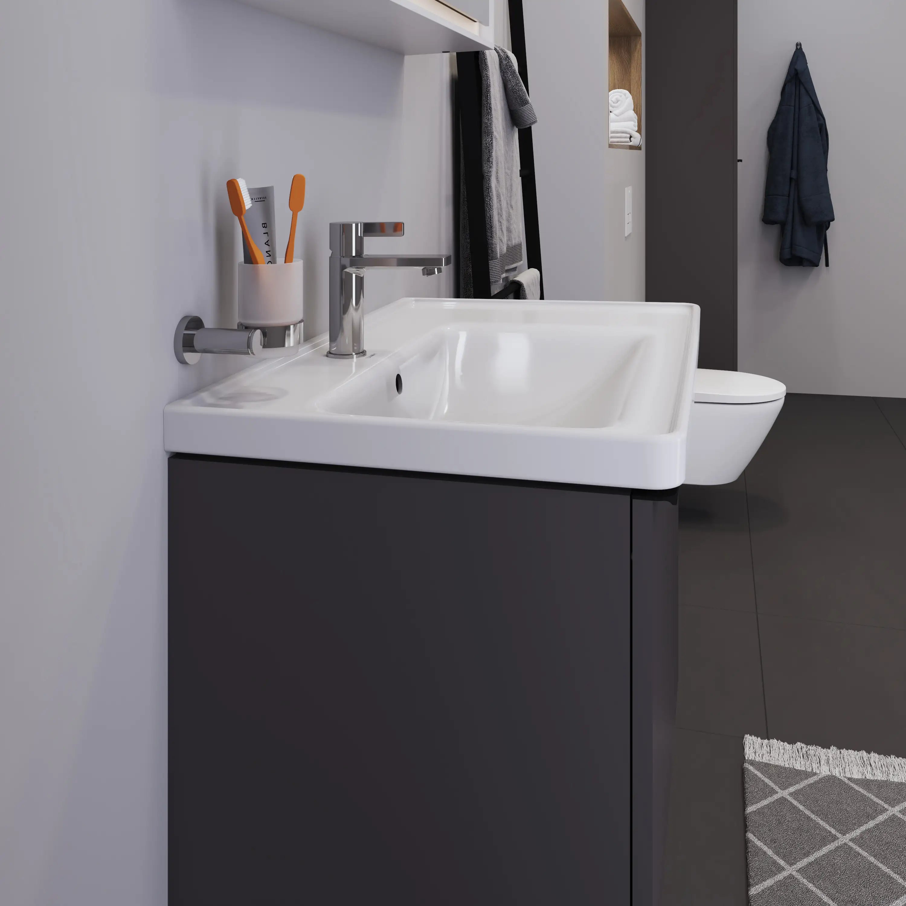Duravit D-Neo 30 1/2'' Rectangular Wall Mounted Sink in White with Single Faucet Hole and with Overflow