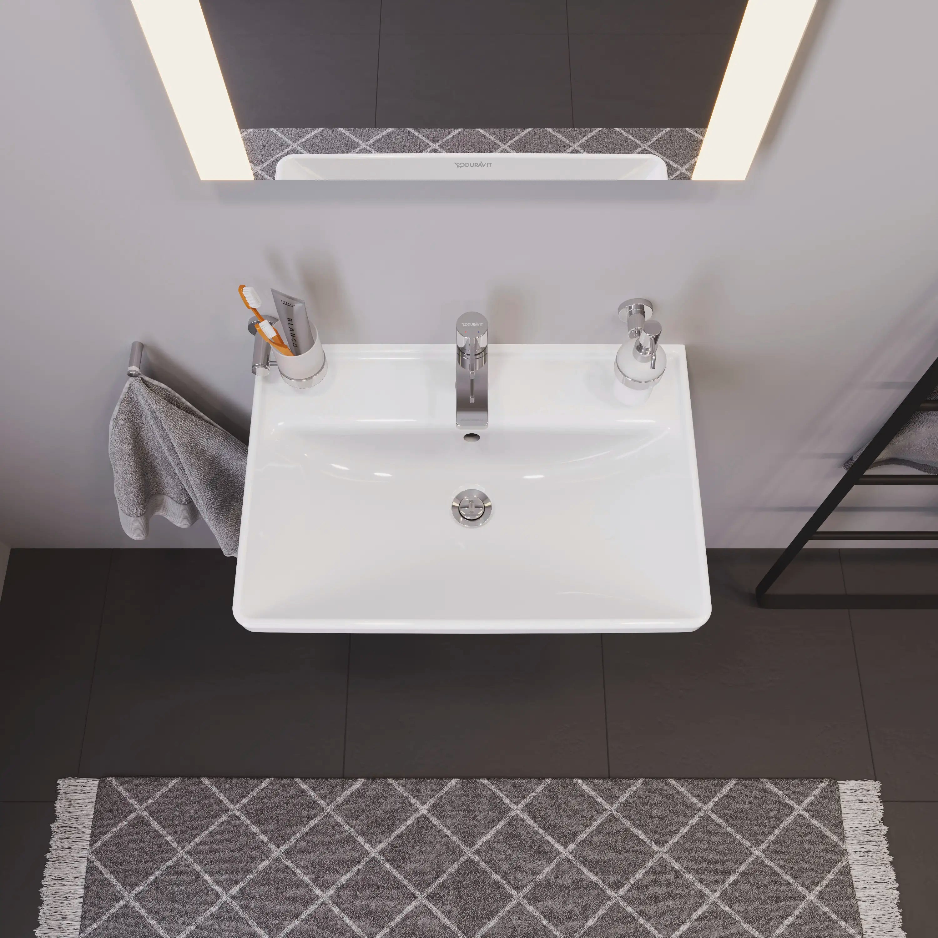 Duravit D-Neo 25 5/8'' Rectangular Wall Mounted Sink in White with Single Faucet Hole and with Overflow