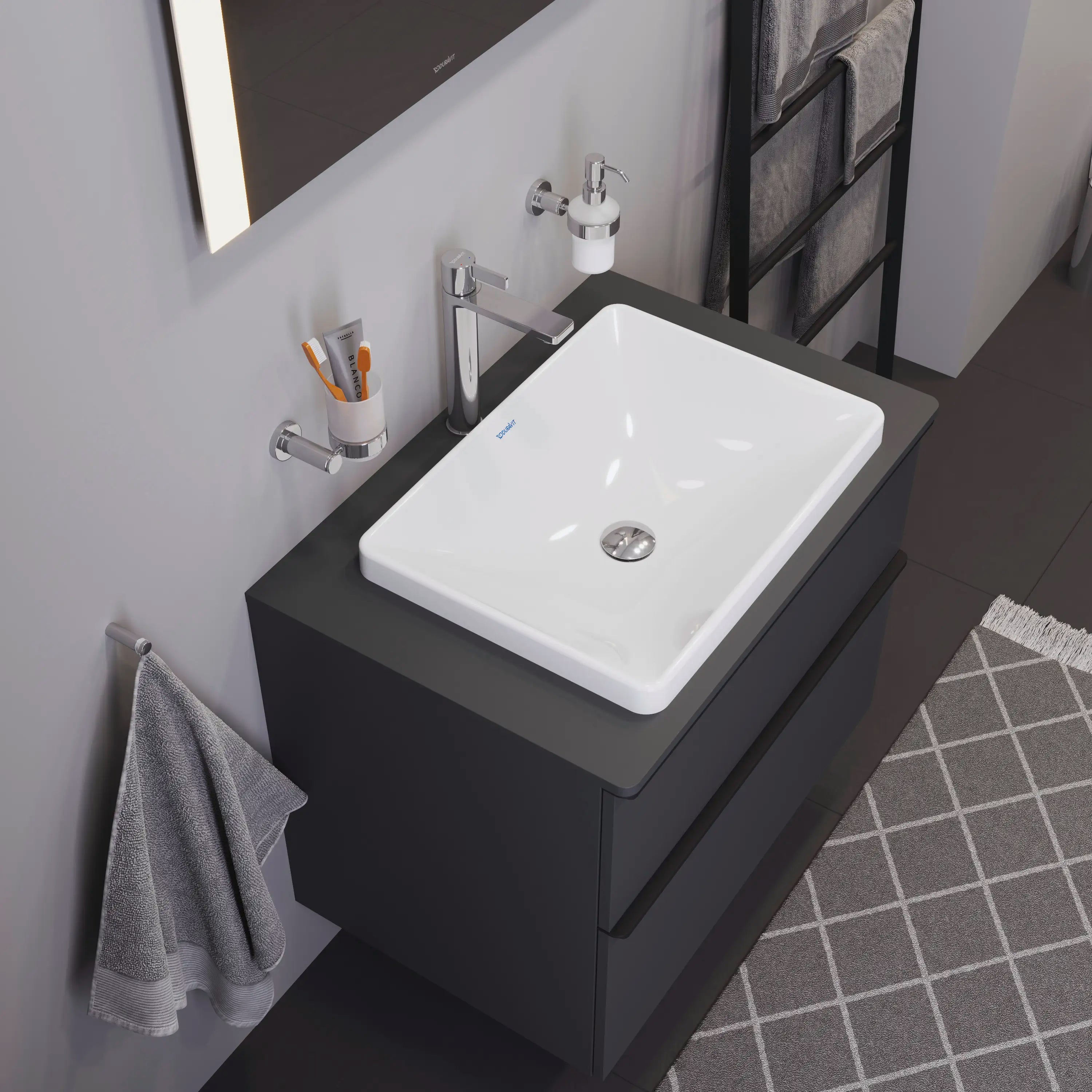 Duravit D-Neo 23 5/8'' Rectangular Drop In Sink in White with No Faucet Holes