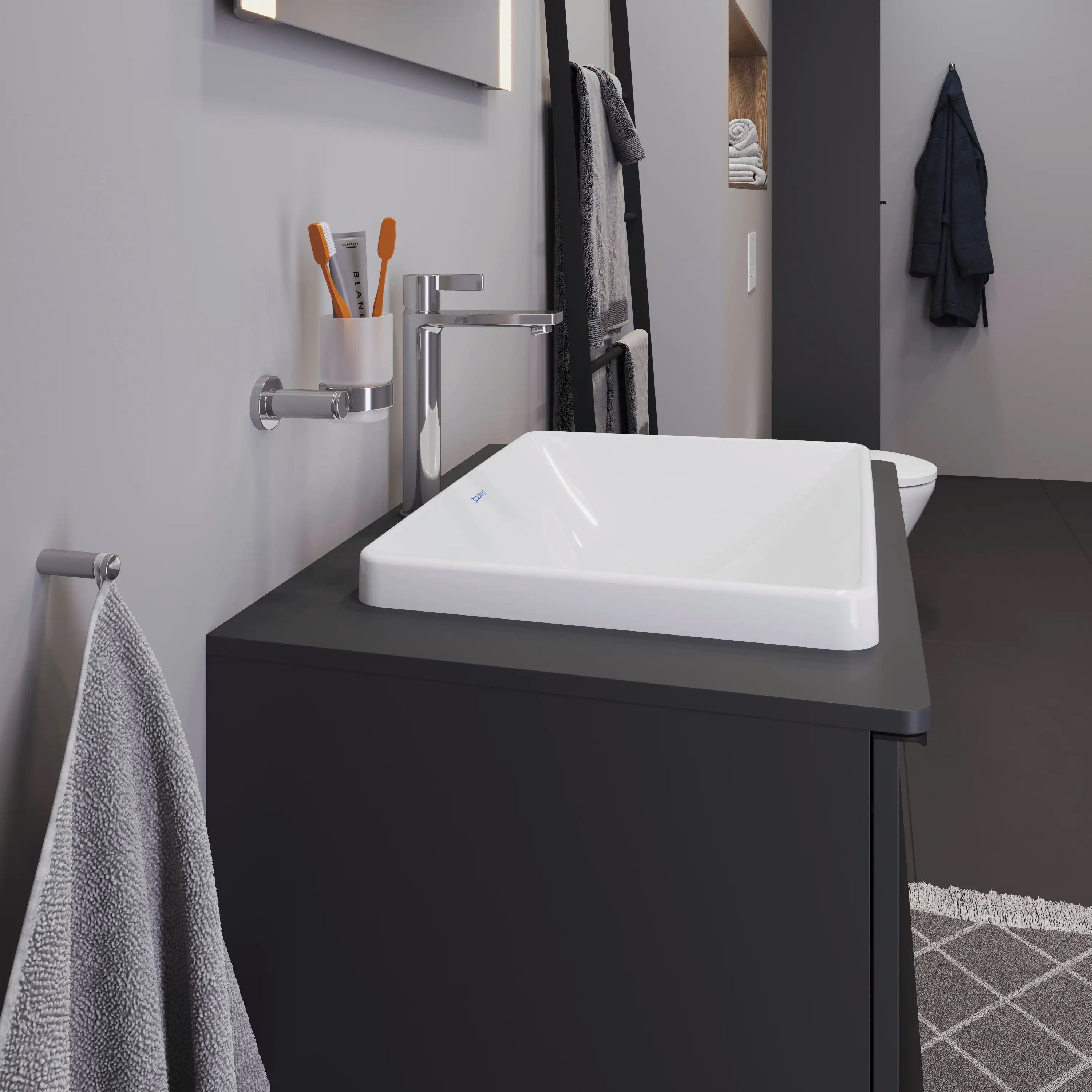 Duravit D-Neo 23 5/8'' Rectangular Drop In Sink in White with No Faucet Holes