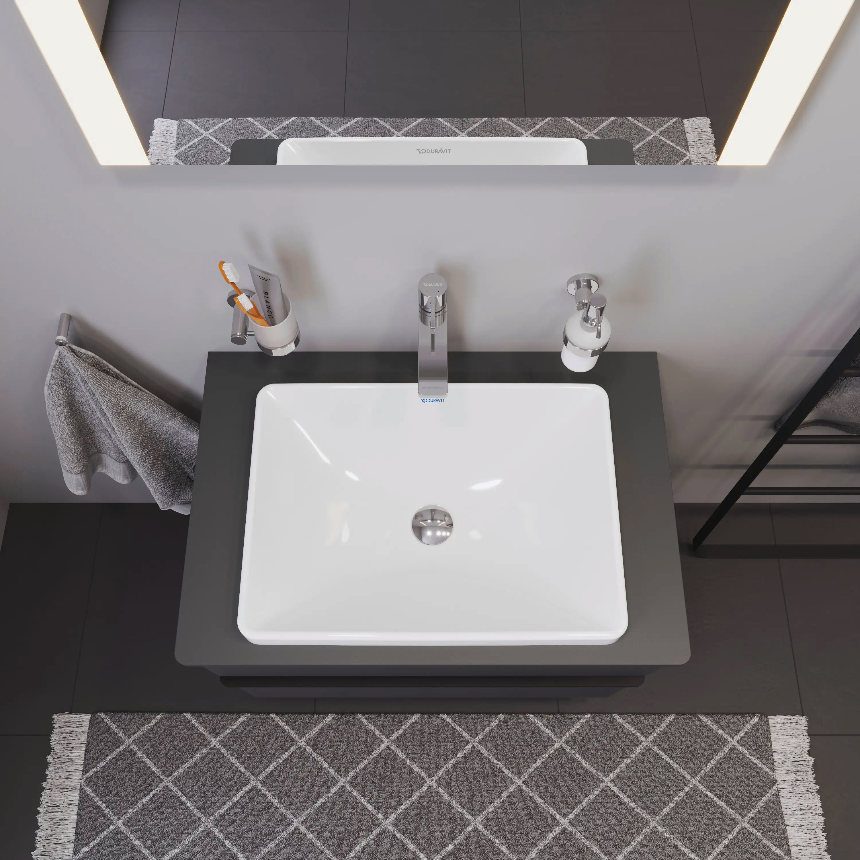 Duravit D-Neo 23 5/8'' Rectangular Drop In Sink in White with No Faucet Holes