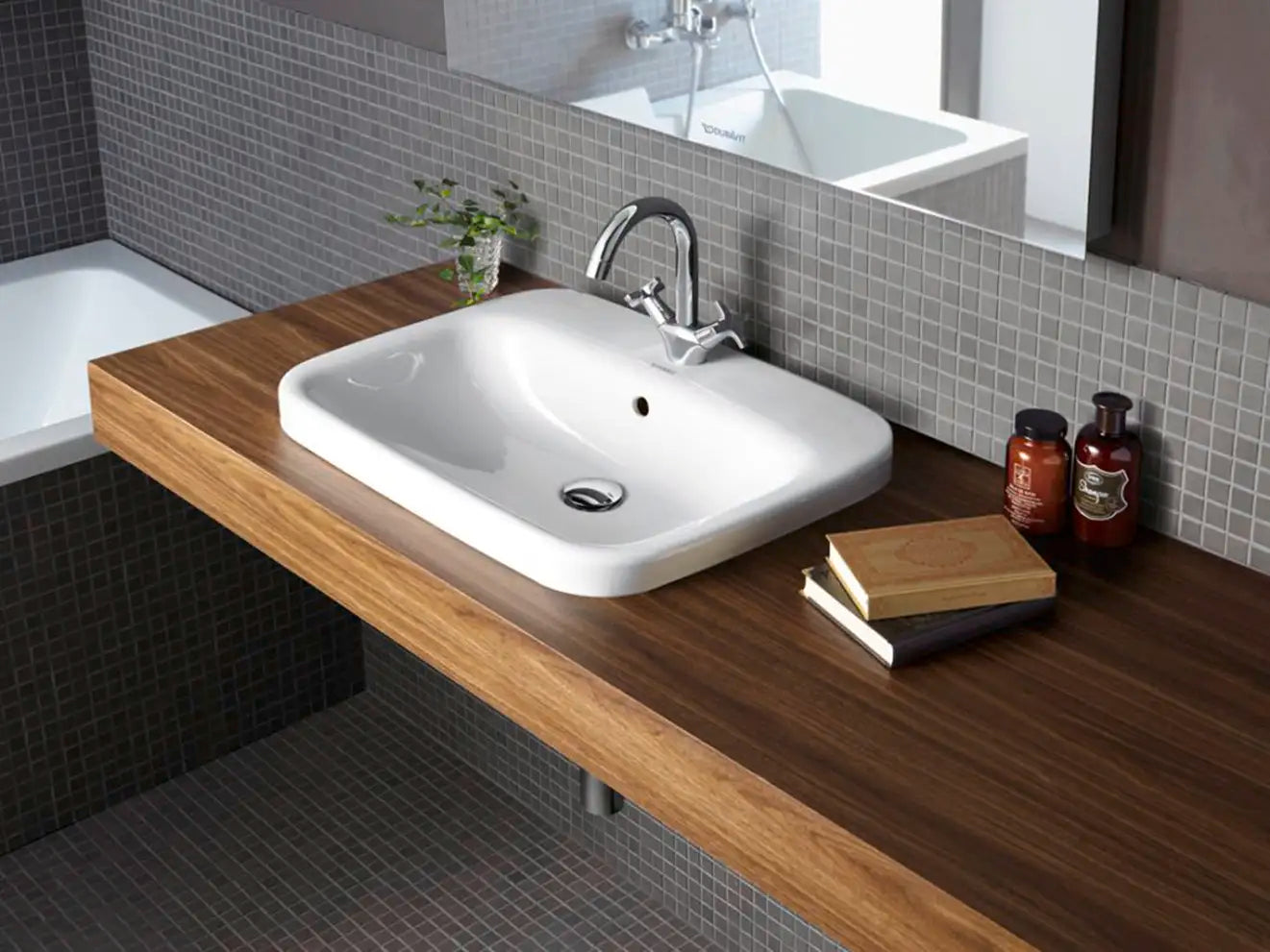 Duravit DuraStyle 22'' Rectangular Drop In Sink in White with Single Faucet Hole and Overflow