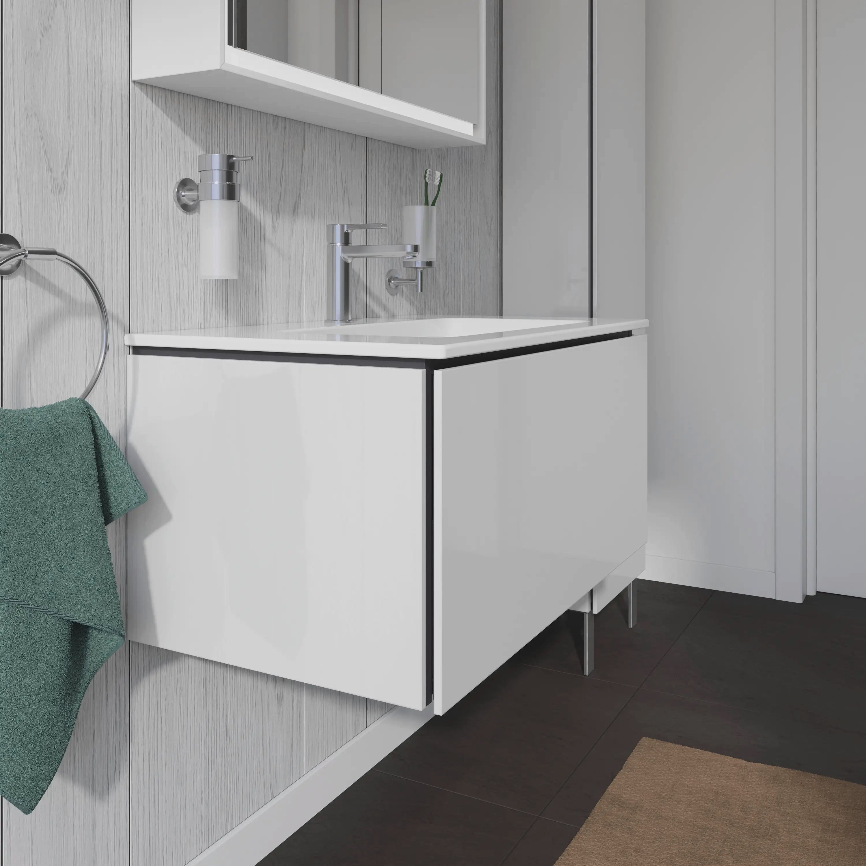 Duravit L-Cube 32 1/4'' Wall Mount One Drawer Single Vanity Cabinet, Sink Sold Separately