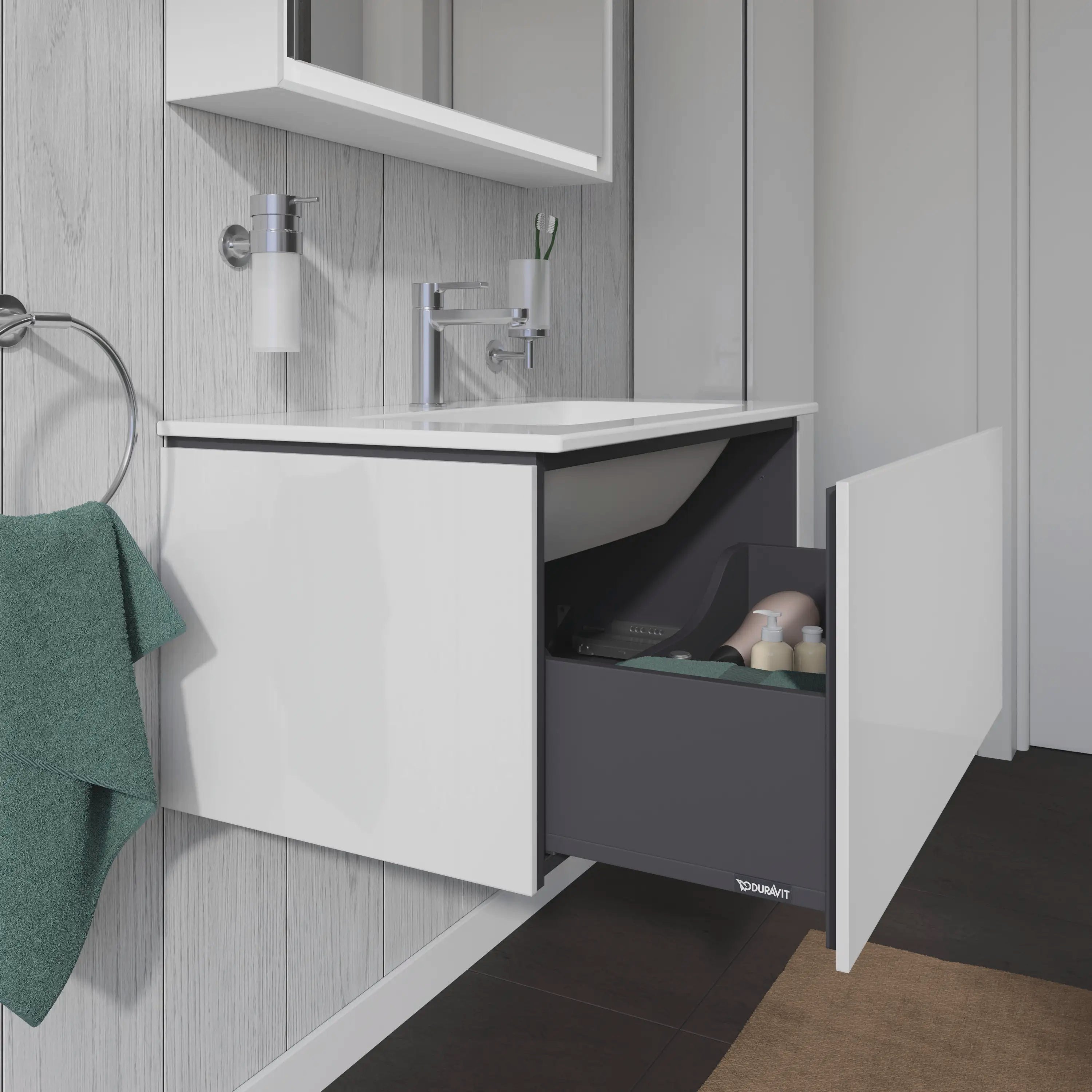 Duravit L-Cube 32 1/4'' Wall Mount One Drawer Single Vanity Cabinet, Sink Sold Separately