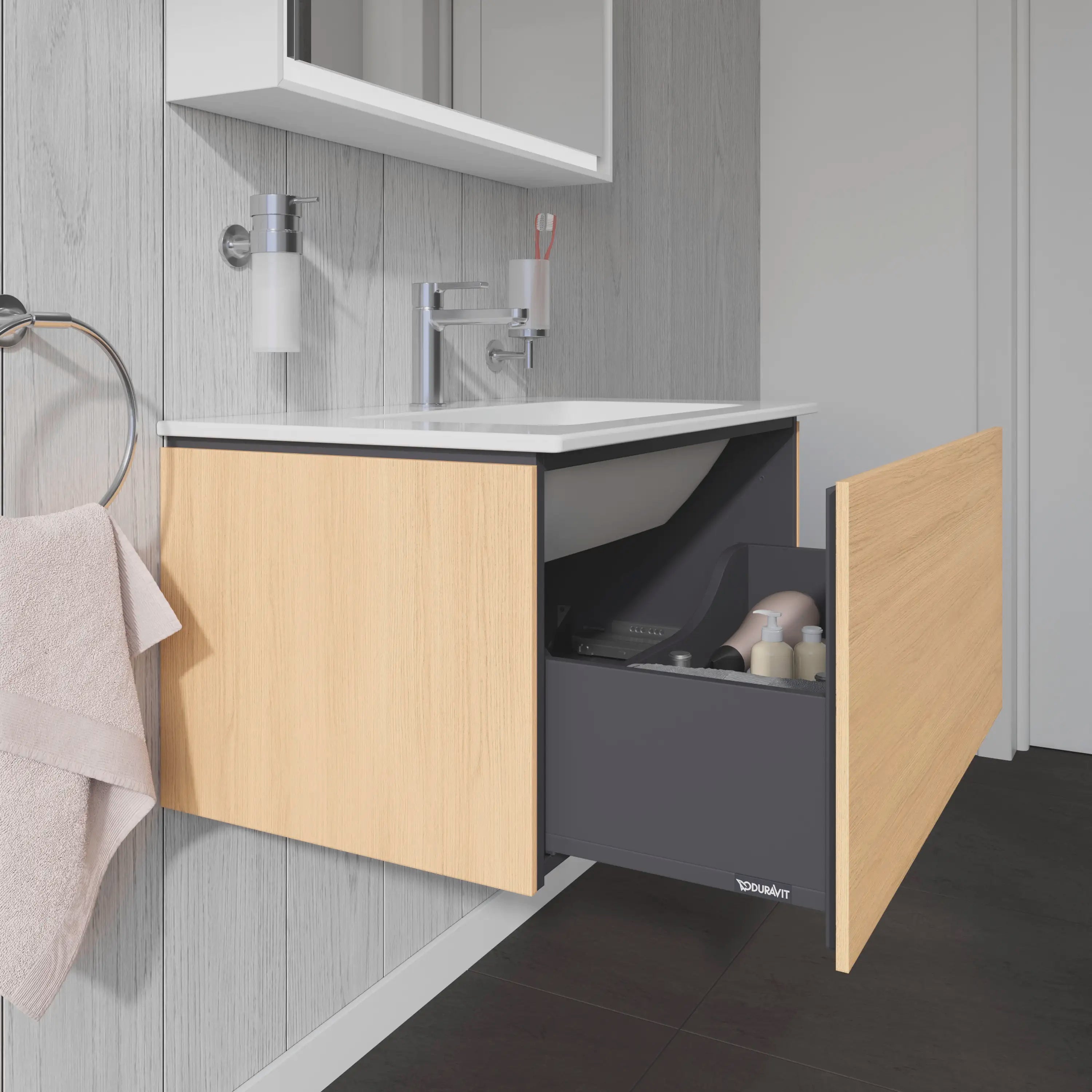Duravit L-Cube 32 1/4'' Wall Mount One Drawer Single Vanity Cabinet, Sink Sold Separately