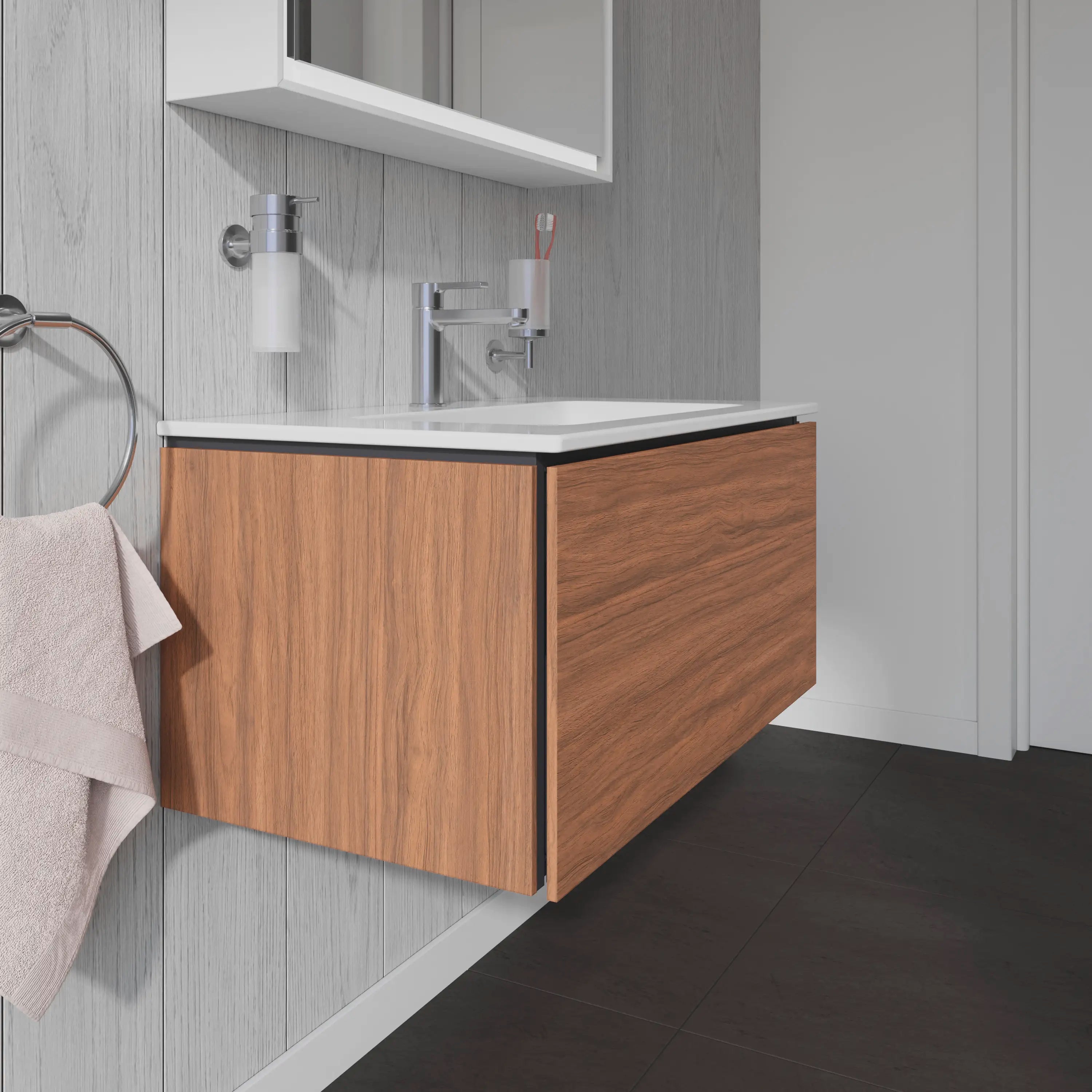 Duravit L-Cube 32 1/4'' Wall Mount One Drawer Single Vanity Cabinet, Sink Sold Separately