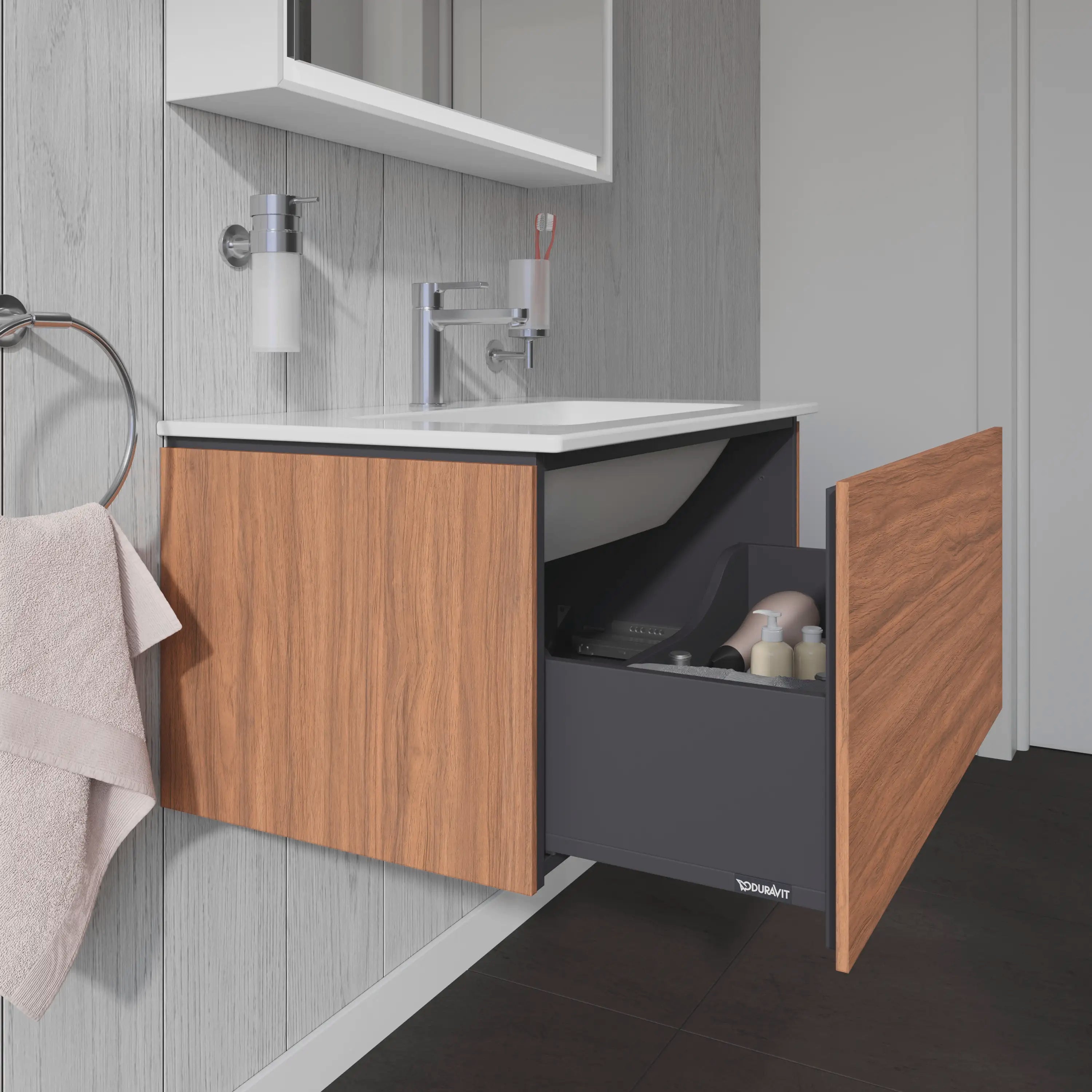 Duravit L-Cube 32 1/4'' Wall Mount One Drawer Single Vanity Cabinet, Sink Sold Separately