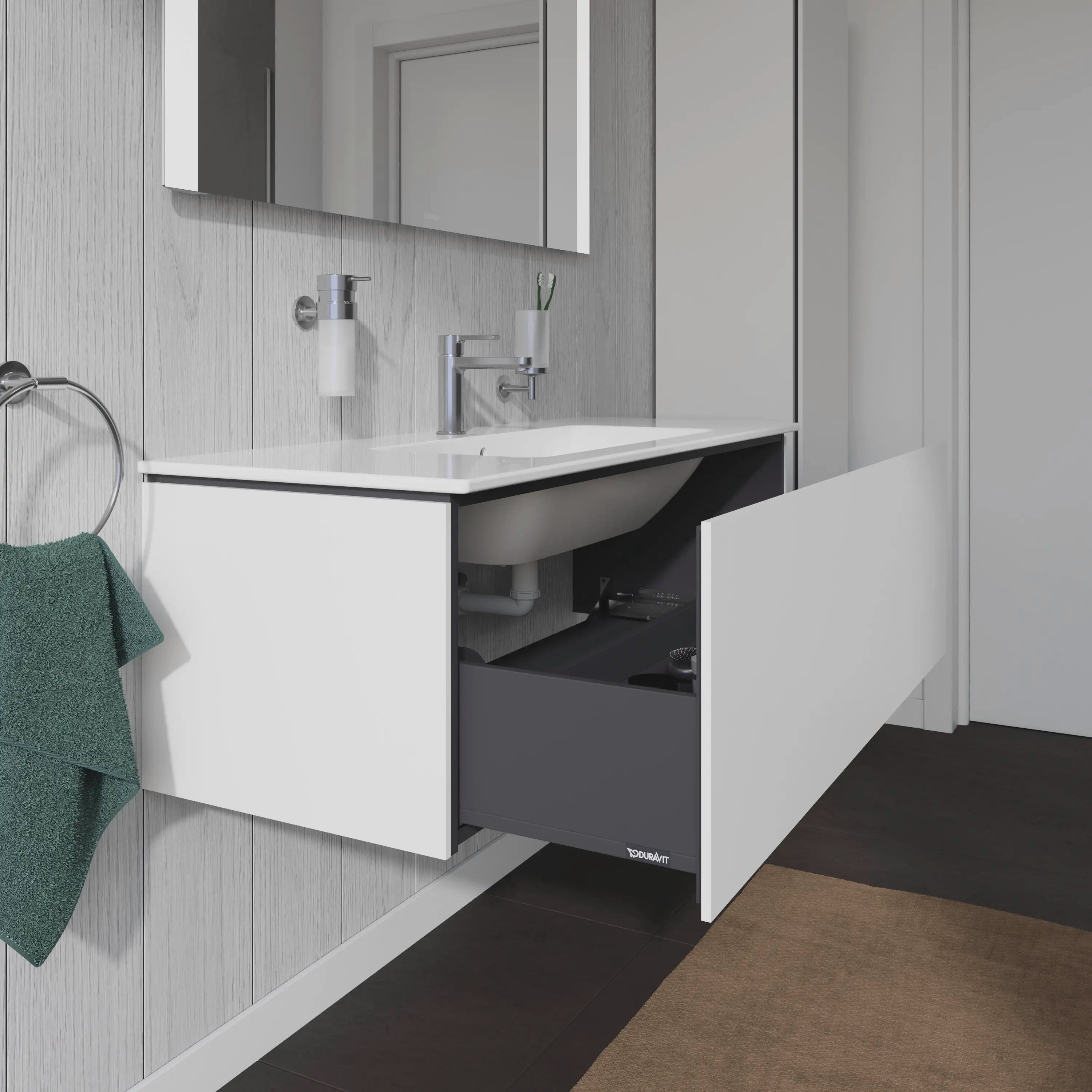 Duravit L-Cube 48'' Wall Mount One Drawer Single Vanity Cabinet, Sink Sold Separately