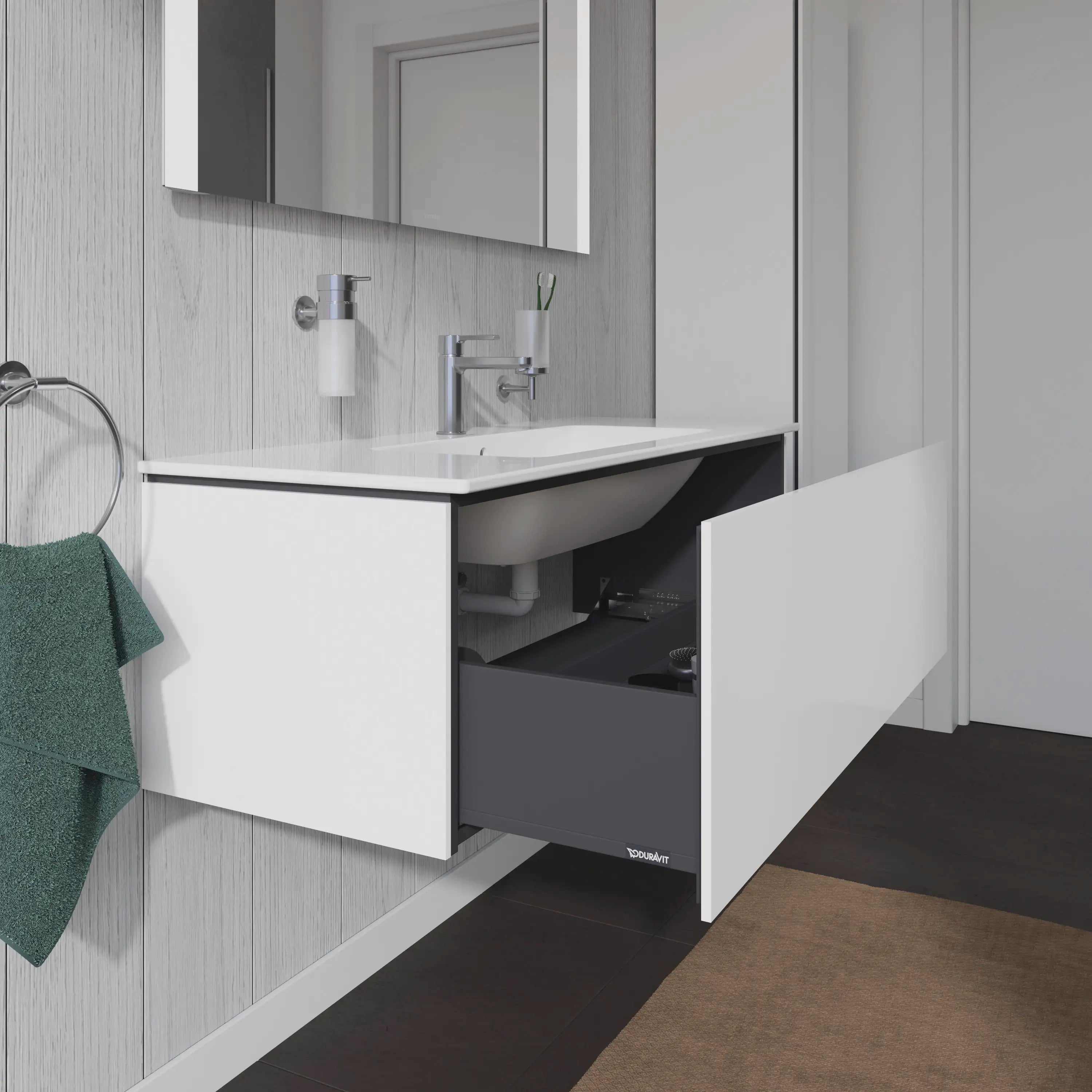Duravit L-Cube 48'' Wall Mount One Drawer Single Vanity Cabinet, Sink Sold Separately