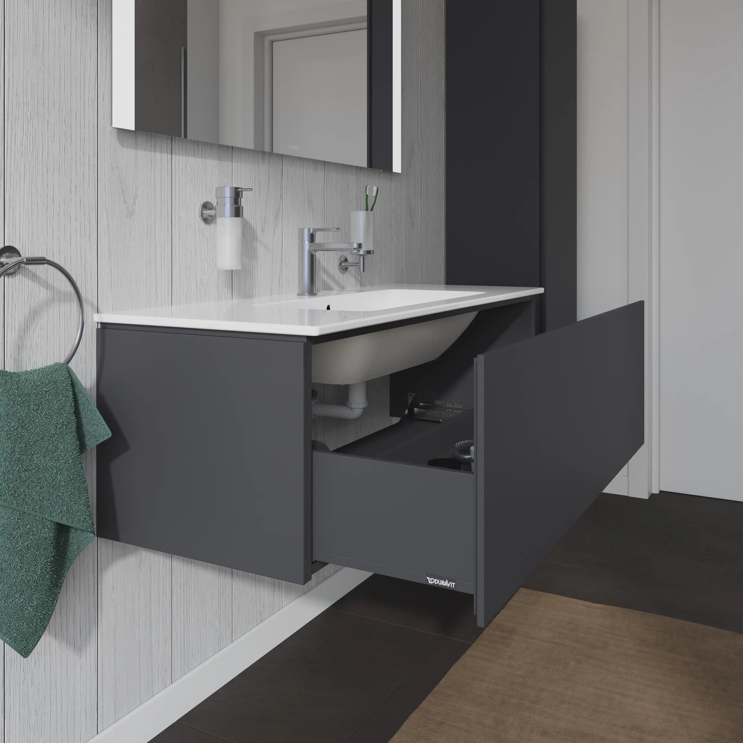 Duravit L-Cube 48'' Wall Mount One Drawer Single Vanity Cabinet, Sink Sold Separately