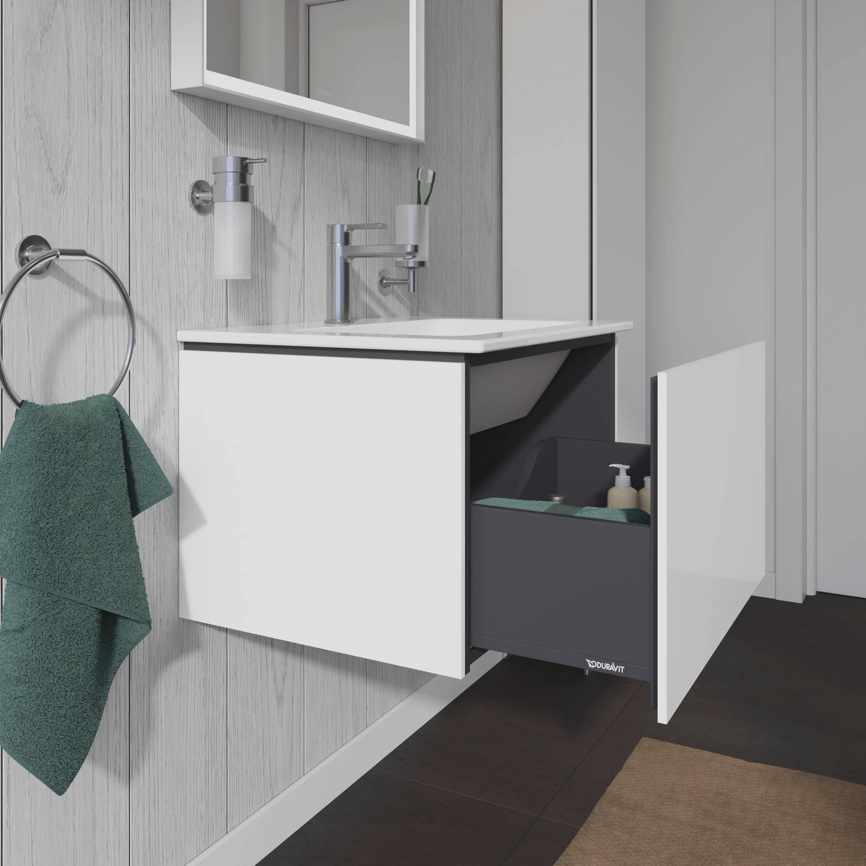 Duravit L-Cube 24 3/8'' Wall Mount One Drawer Single Vanity Cabinet, Sink Sold Separately