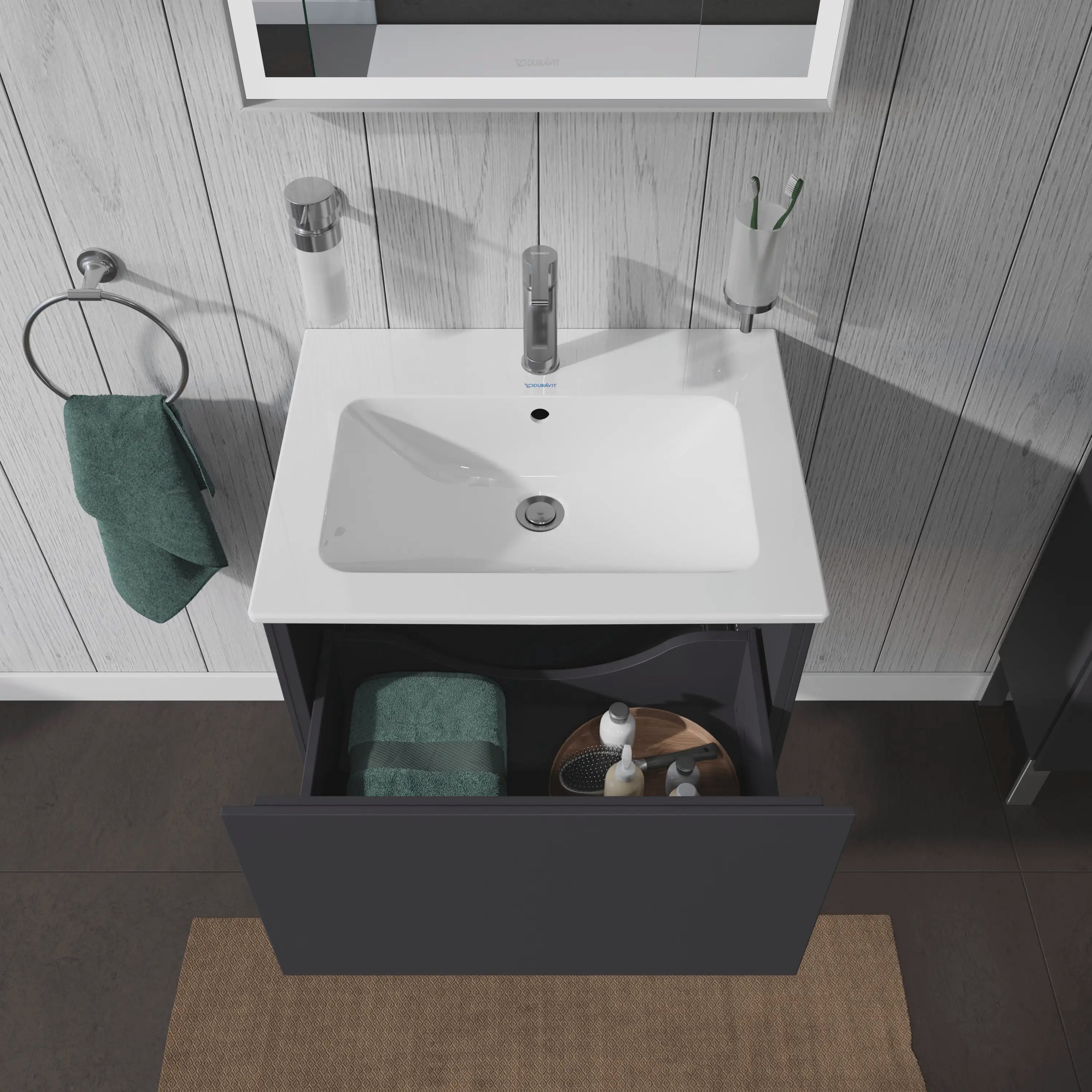 Duravit L-Cube 24 3/8'' Wall Mount One Drawer Single Vanity Cabinet, Sink Sold Separately