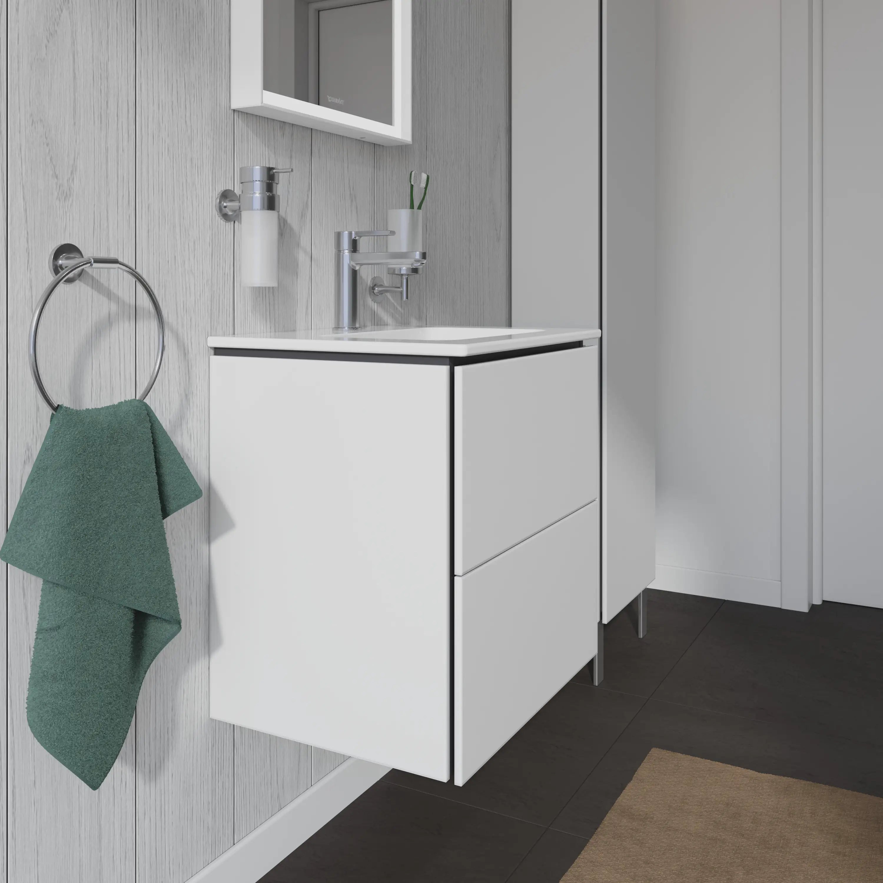 Duravit L-Cube 20 1/2'' Wall Mount Two Drawer Single Vanity Cabinet, Sink Sold Separately