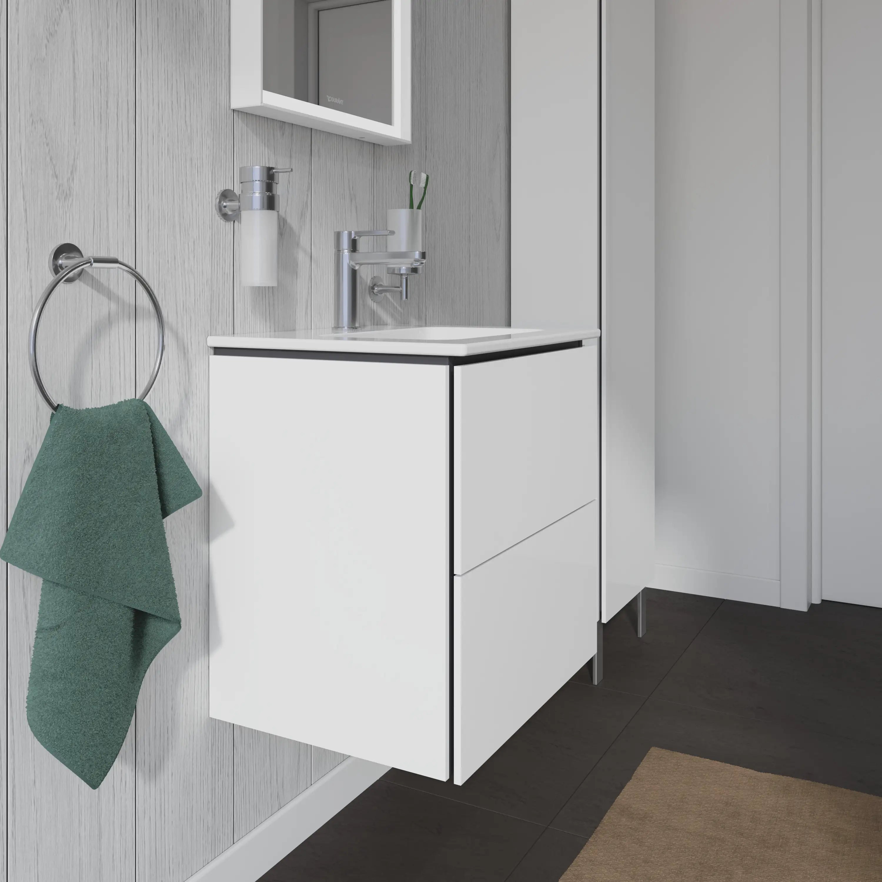 Duravit L-Cube 20 1/2'' Wall Mount Two Drawer Single Vanity Cabinet, Sink Sold Separately
