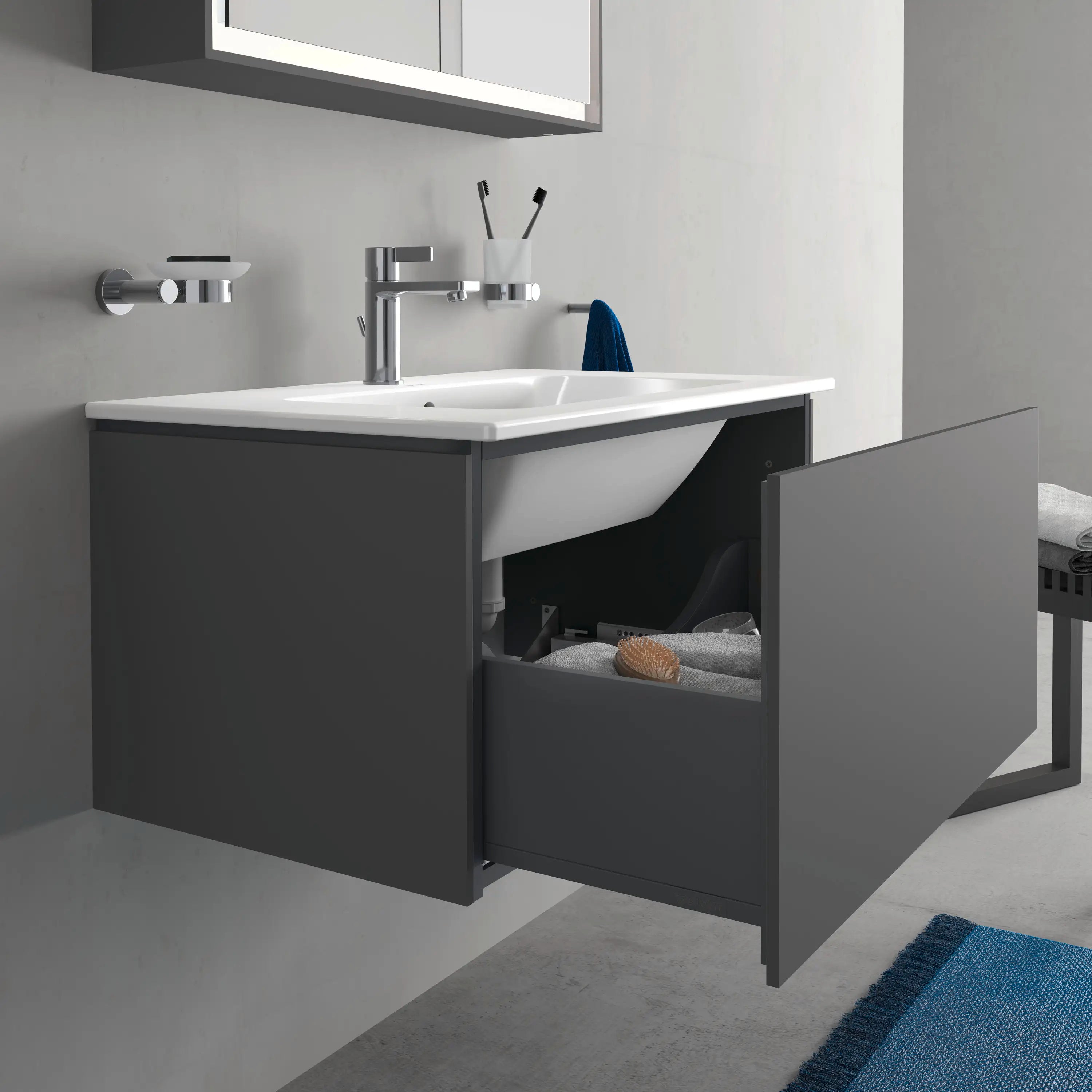 Duravit L-Cube 32 1/4'' Wall Mount One Drawer Single Vanity Cabinet, Sink Sold Separately
