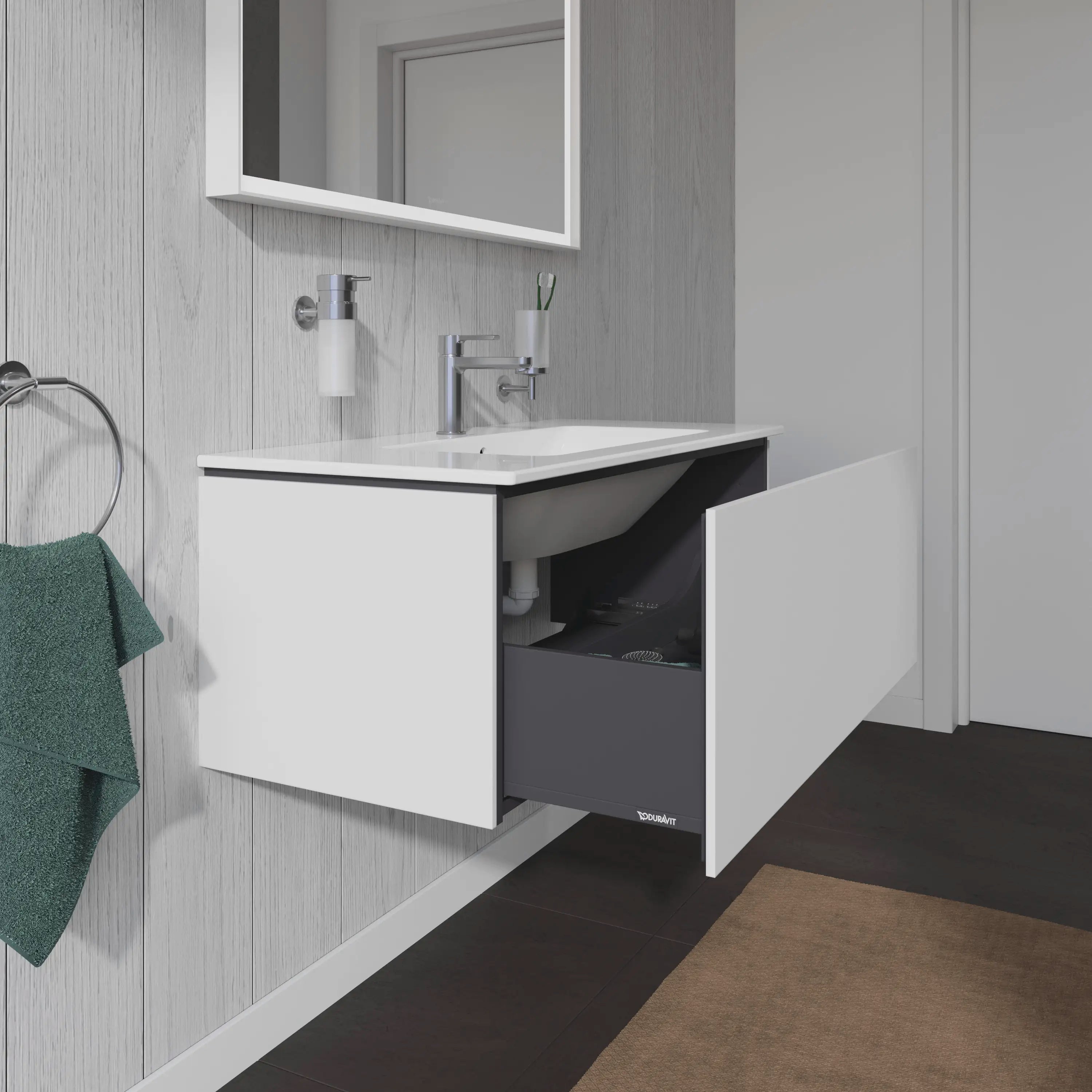 Duravit L-Cube 40 1/8'' Wall Mount One Drawer Single Vanity Cabinet, Sink Sold Separately