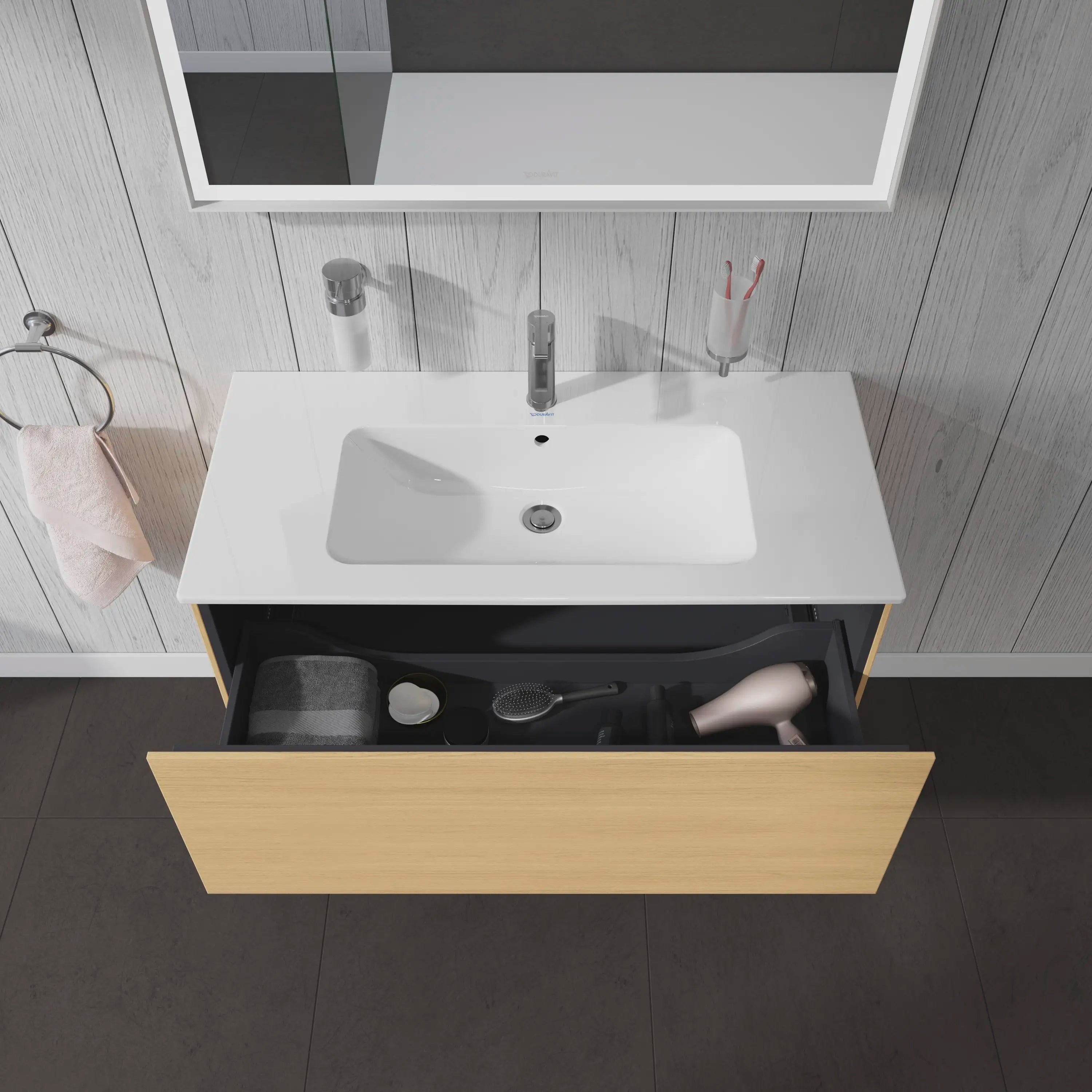Duravit L-Cube 40 1/8'' Wall Mount One Drawer Single Vanity Cabinet, Sink Sold Separately