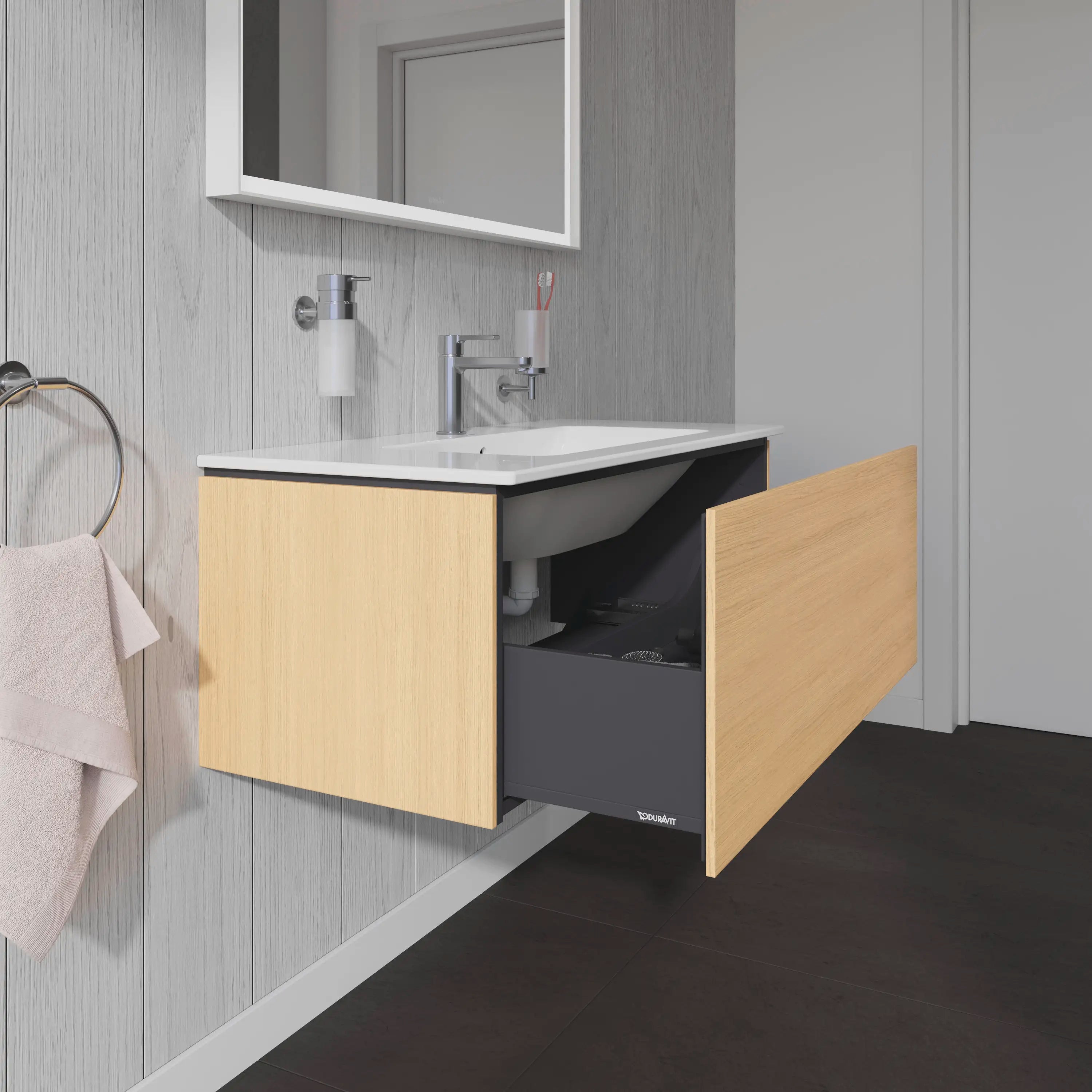 Duravit L-Cube 40 1/8'' Wall Mount One Drawer Single Vanity Cabinet, Sink Sold Separately