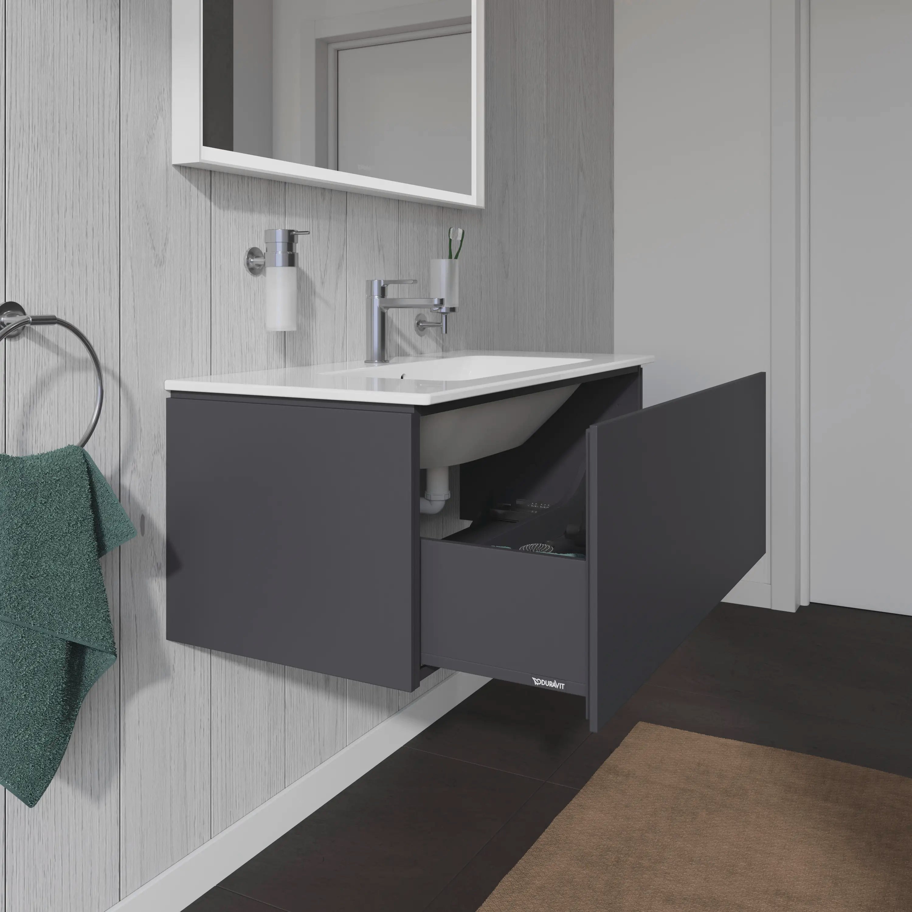 Duravit L-Cube 40 1/8'' Wall Mount One Drawer Single Vanity Cabinet, Sink Sold Separately