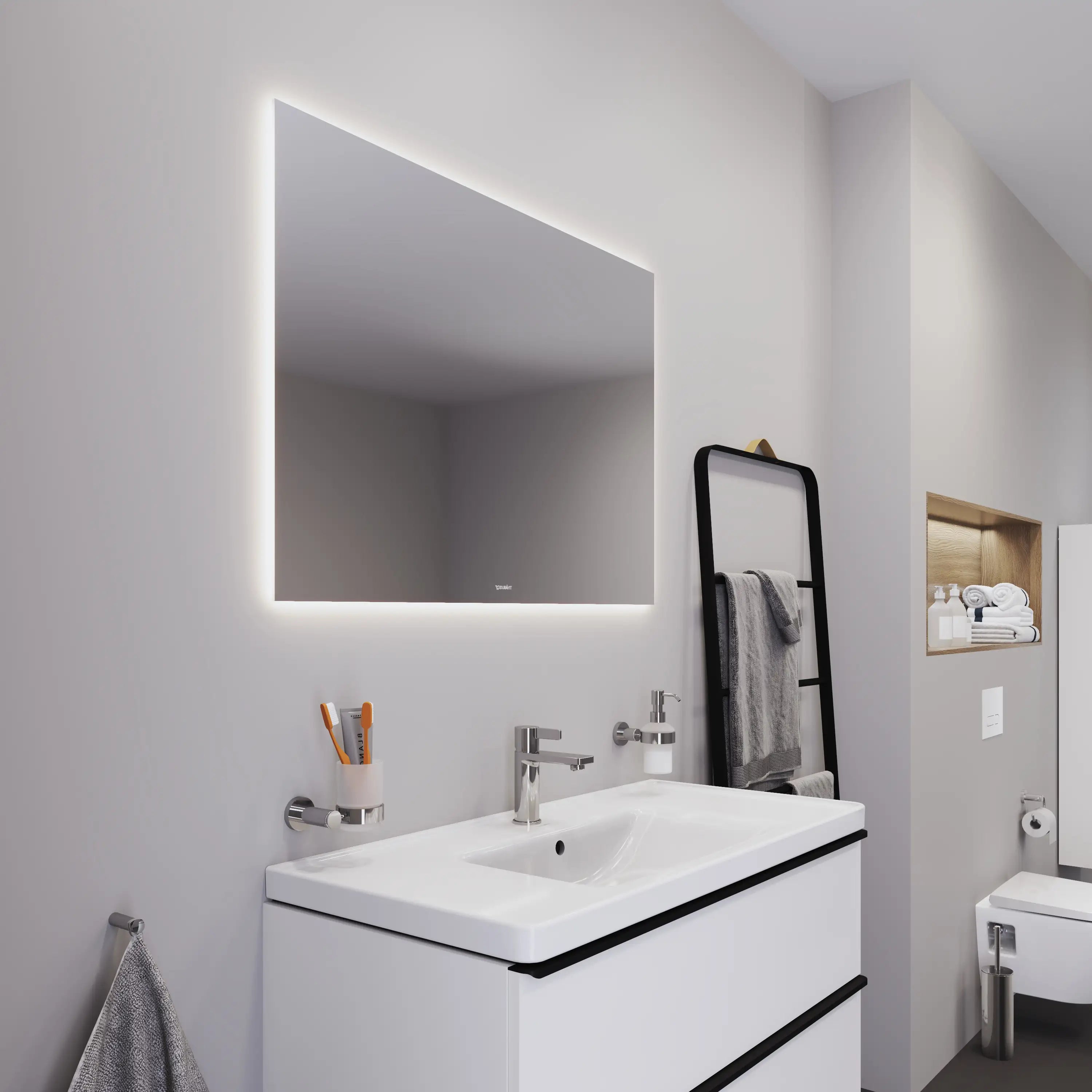 Duravit Light and Mirror Sensor Control LED Mirror in Aluminum, 4000K
