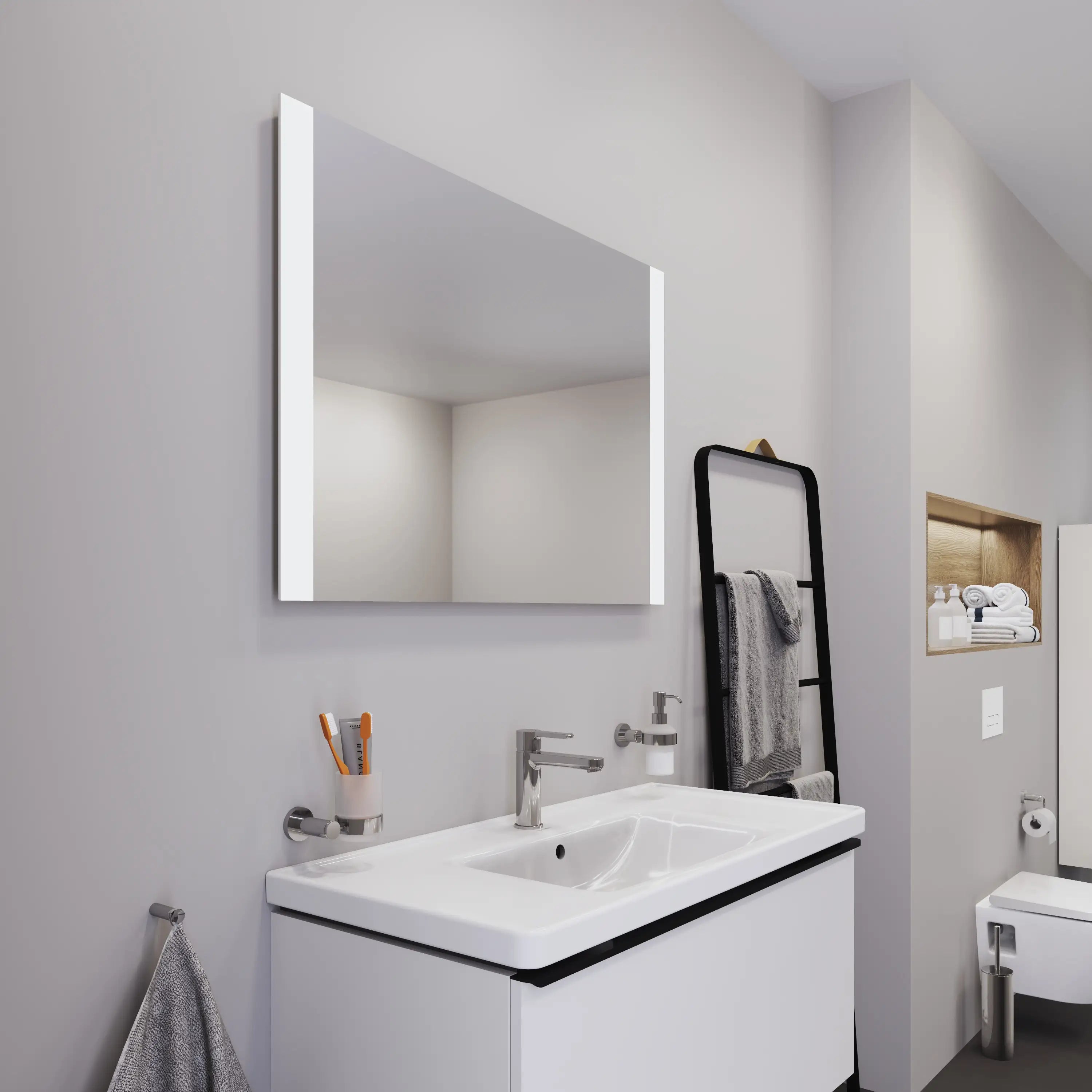 Duravit Light and Mirror Sensor Control LED Mirror in Aluminum, 4000K