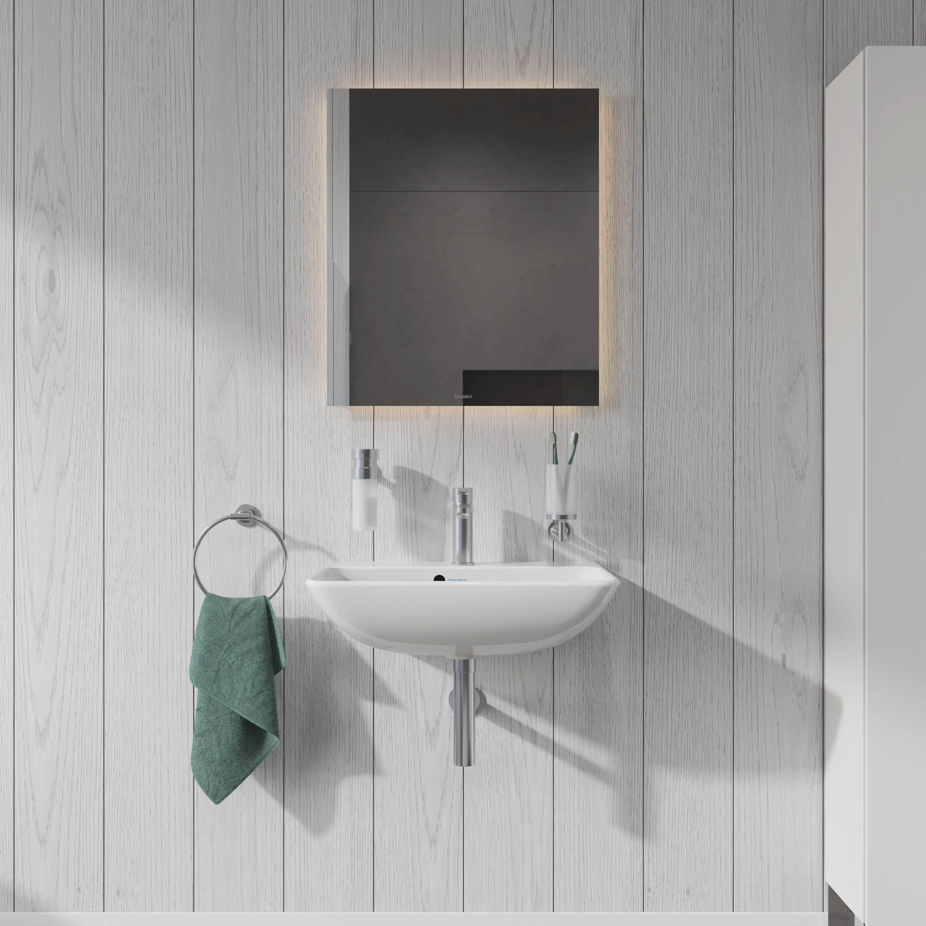 Duravit ME by Starck 23 5/8'' Rectangular Wall Mounted Sink in White with Single Faucet Hole and with Overflow