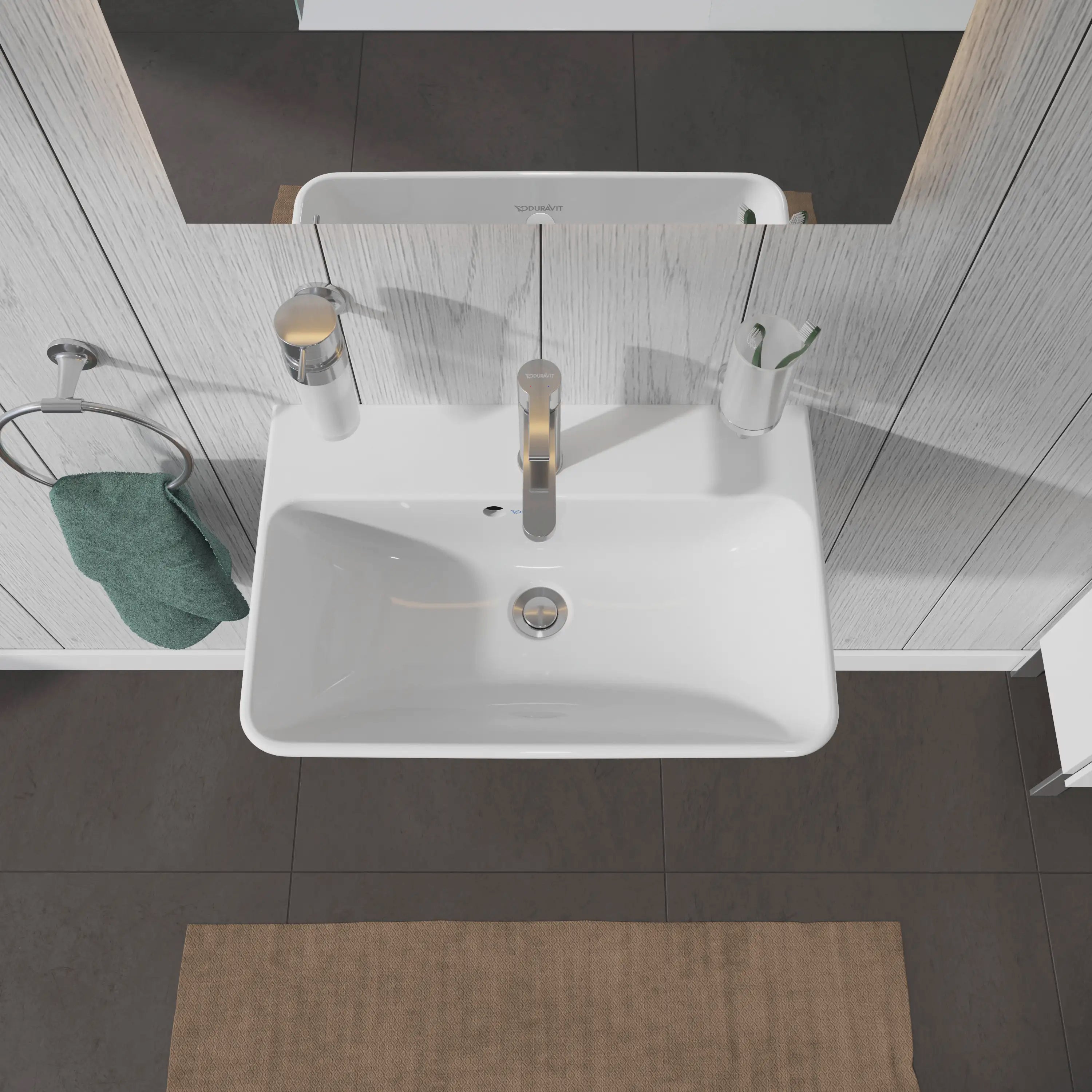 Duravit ME by Starck 23 5/8'' Rectangular Wall Mounted Sink in White with Single Faucet Hole and with Overflow