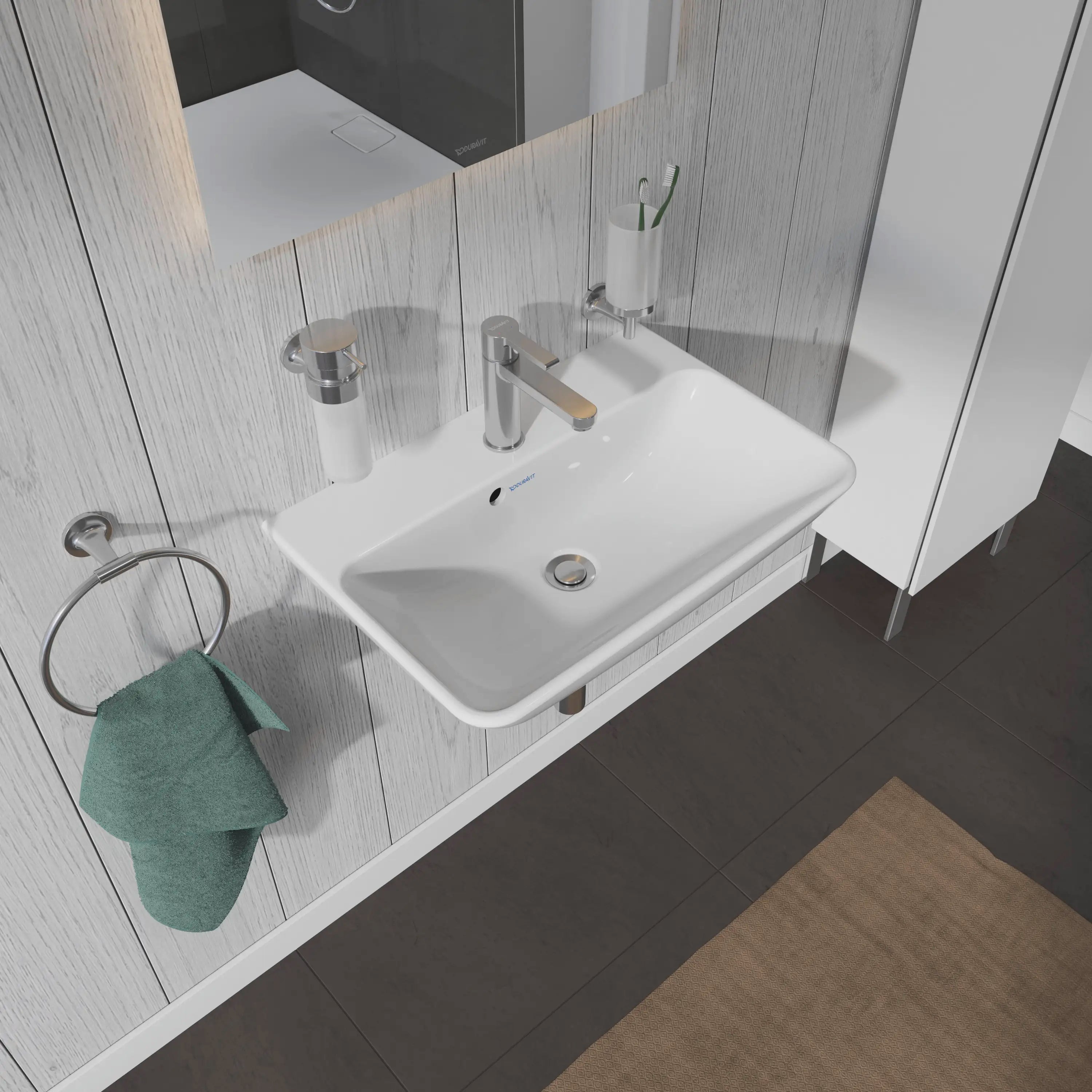 Duravit ME by Starck 23 5/8'' Rectangular Wall Mounted Sink in White with Single Faucet Hole and with Overflow