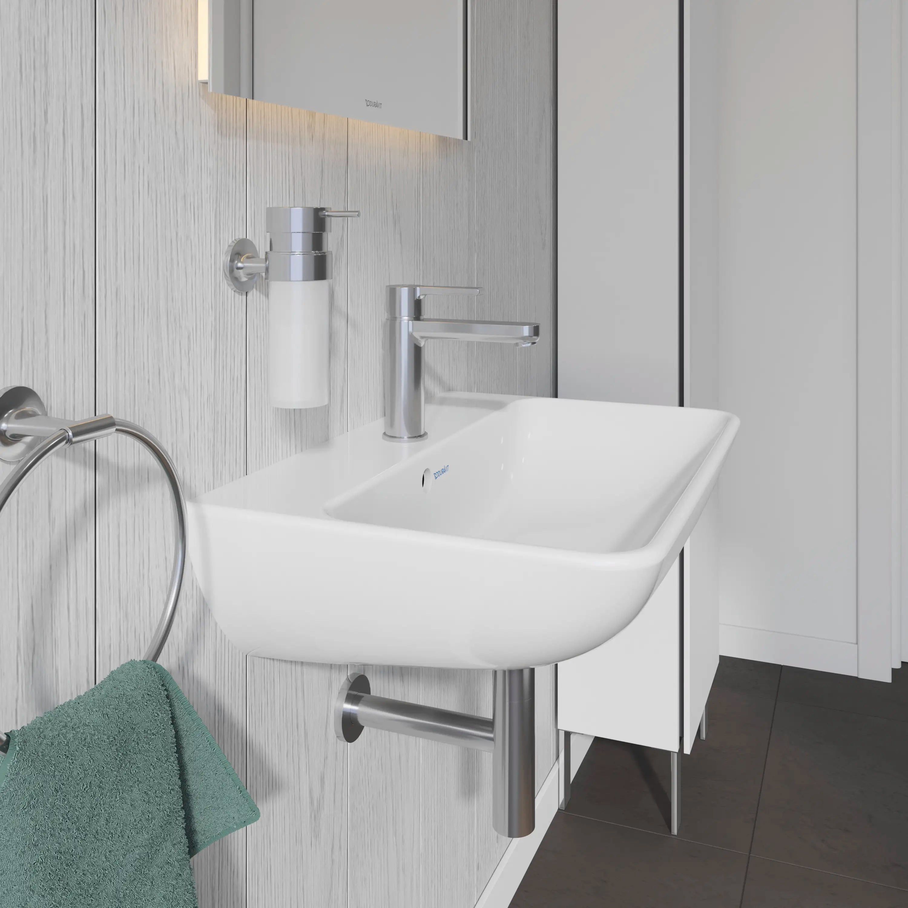 Duravit ME by Starck 23 5/8'' Rectangular Wall Mounted Sink in White with Single Faucet Hole and with Overflow