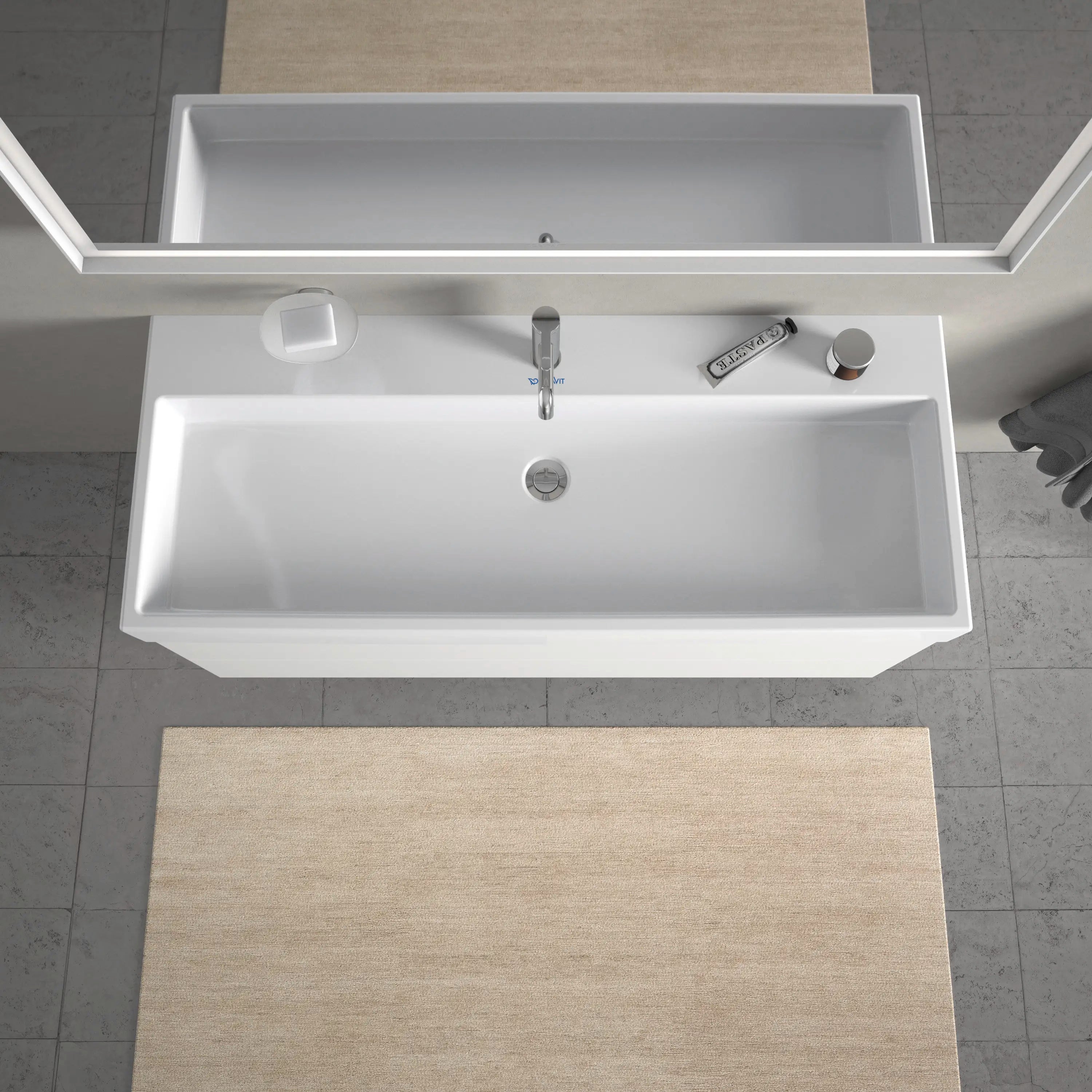 Duravit Vero 47 1/4'' Rectangular Wall Mounted Sink in White with Single Faucet Hole and with Overflow