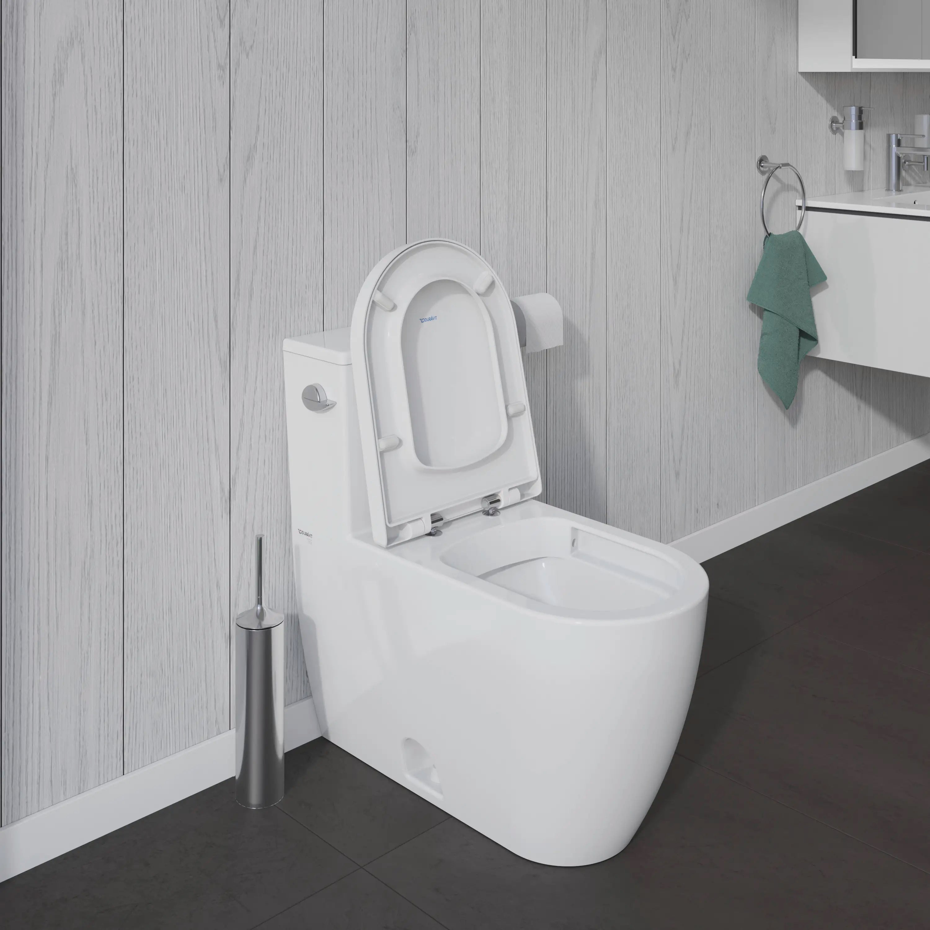Duravit ME by Starck 1.28 GPF Single Flush Rimless Elongated ADA Compliant One Piece Toilet in White, Left Lever Flush - Seat Sold Separately