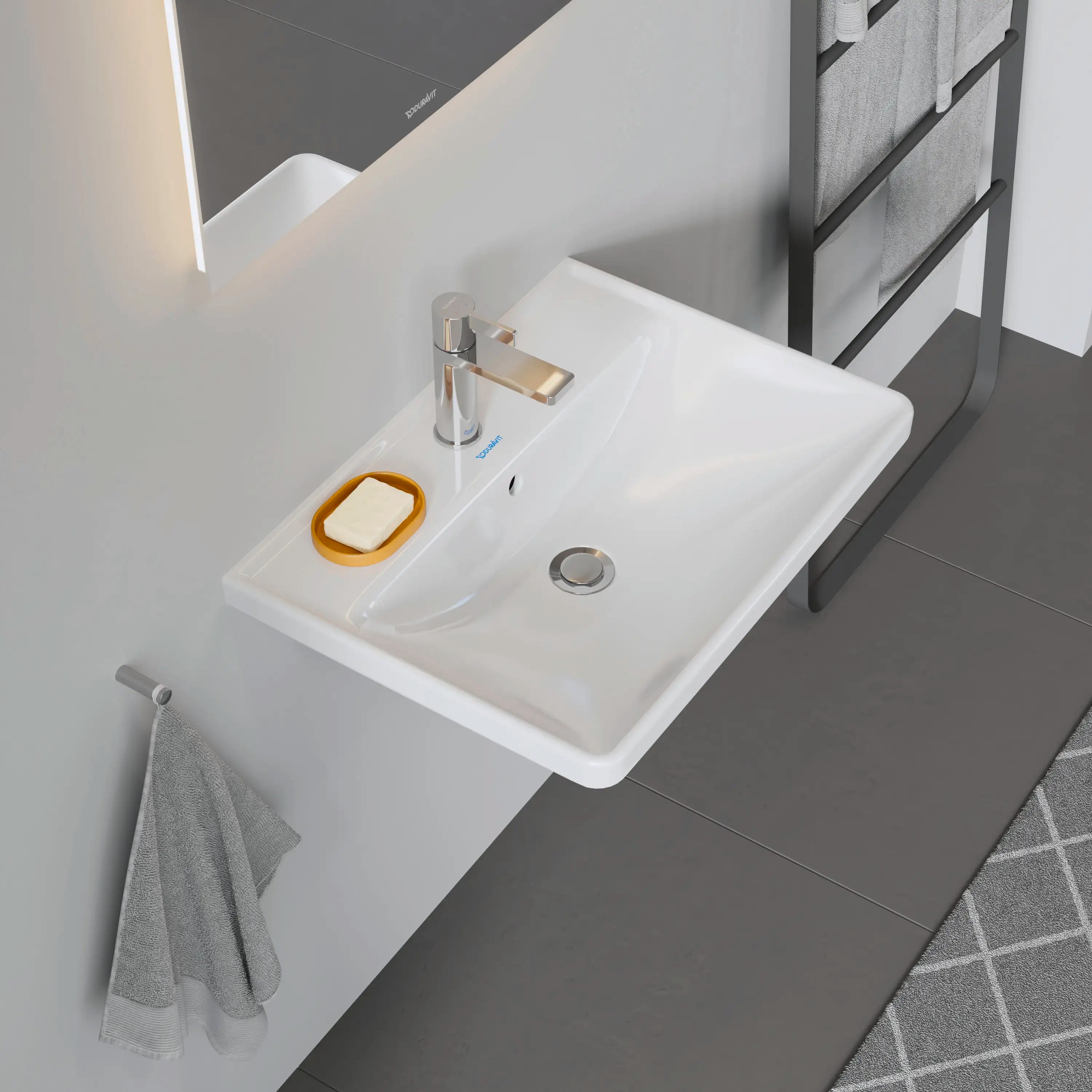 Duravit D-Neo 23 5/8'' Rectangular Wall Mounted Sink in White with Single Faucet Hole and with Overflow