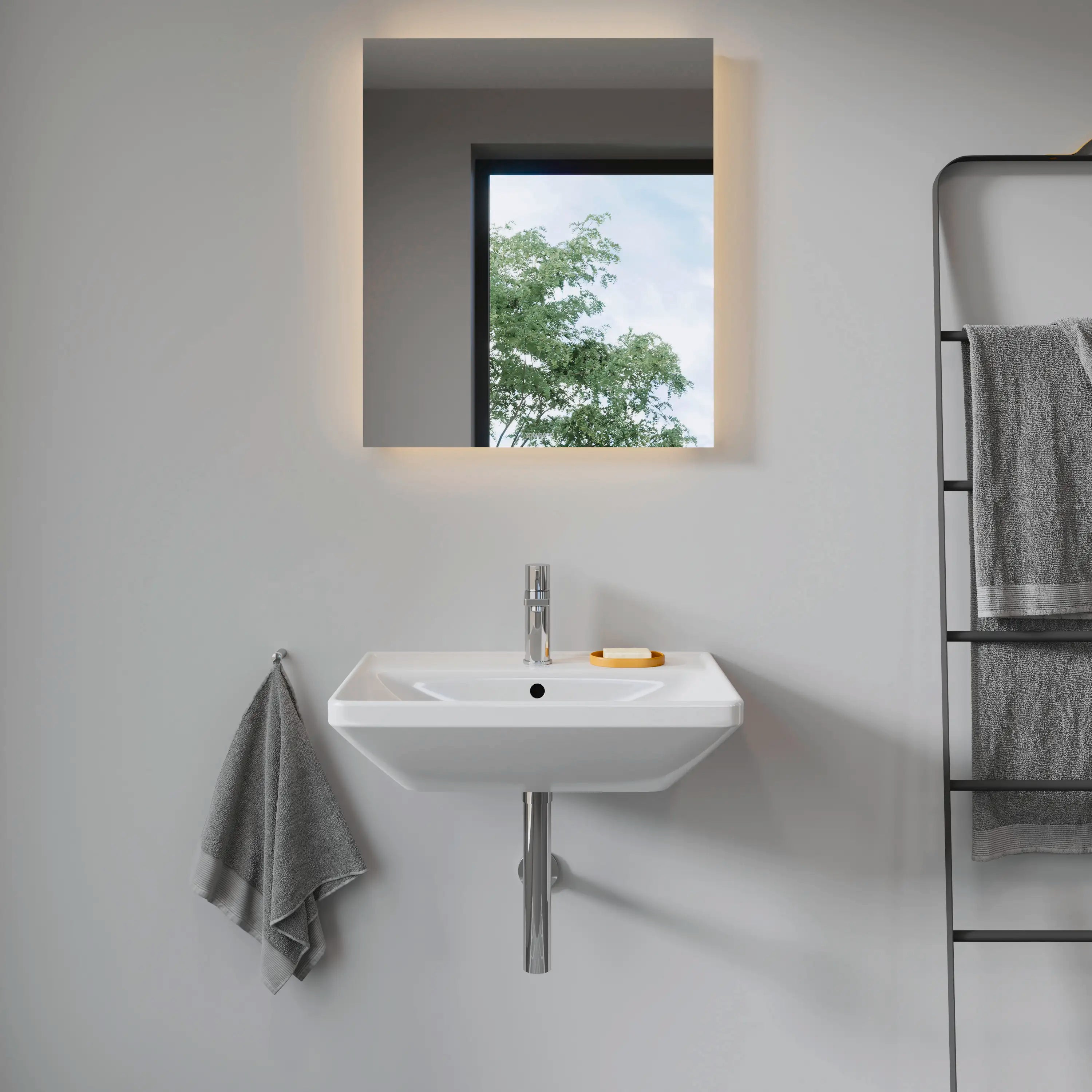 Duravit D-Neo 23 5/8'' Rectangular Wall Mounted Sink in White with Single Faucet Hole and with Overflow