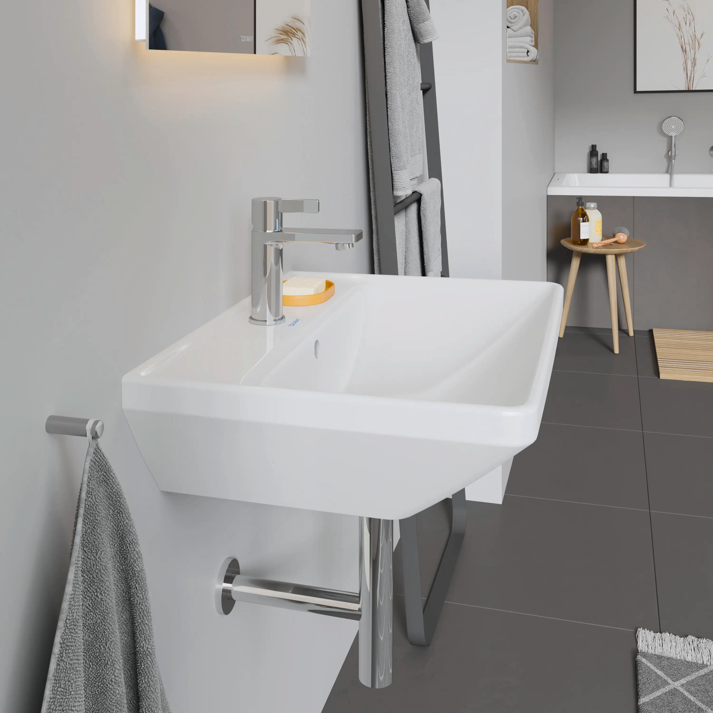 Duravit D-Neo 23 5/8'' Rectangular Wall Mounted Sink in White with Single Faucet Hole and with Overflow