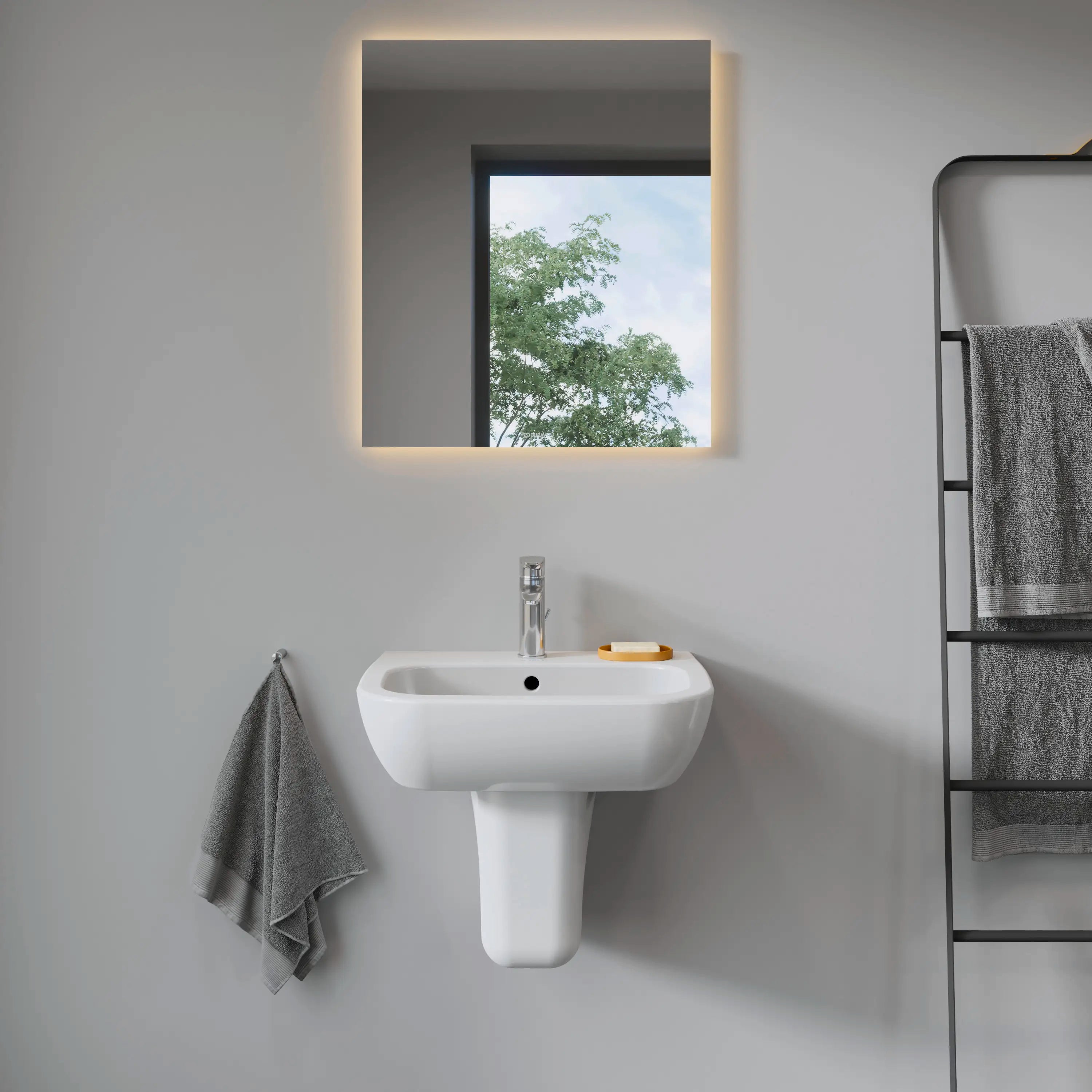 Duravit D-Code 21 5/8'' Rectangular Wall Mounted Sink in White with Single Faucet Hole and with Overflow