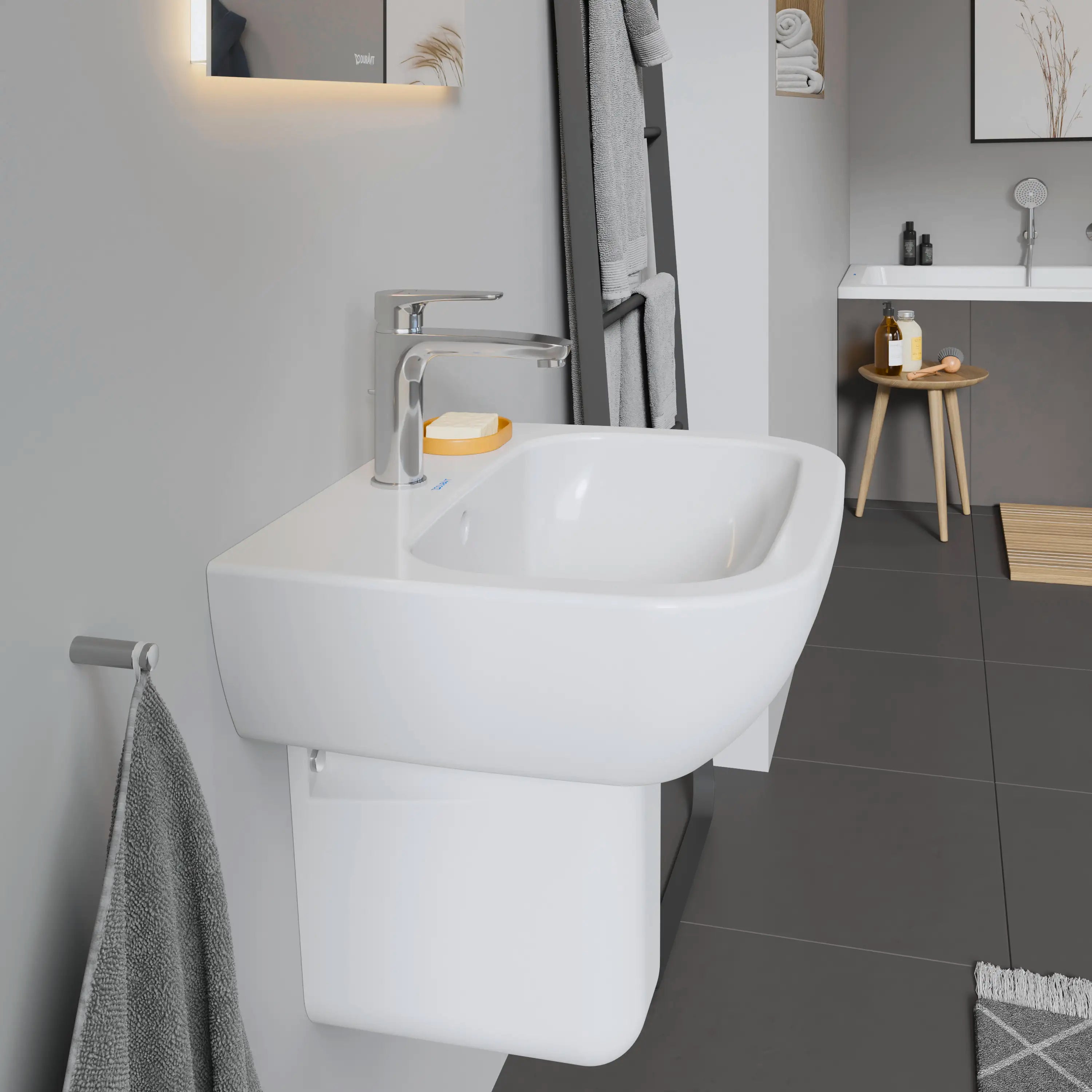 Duravit D-Code 21 5/8'' Rectangular Wall Mounted Sink in White with Single Faucet Hole and with Overflow