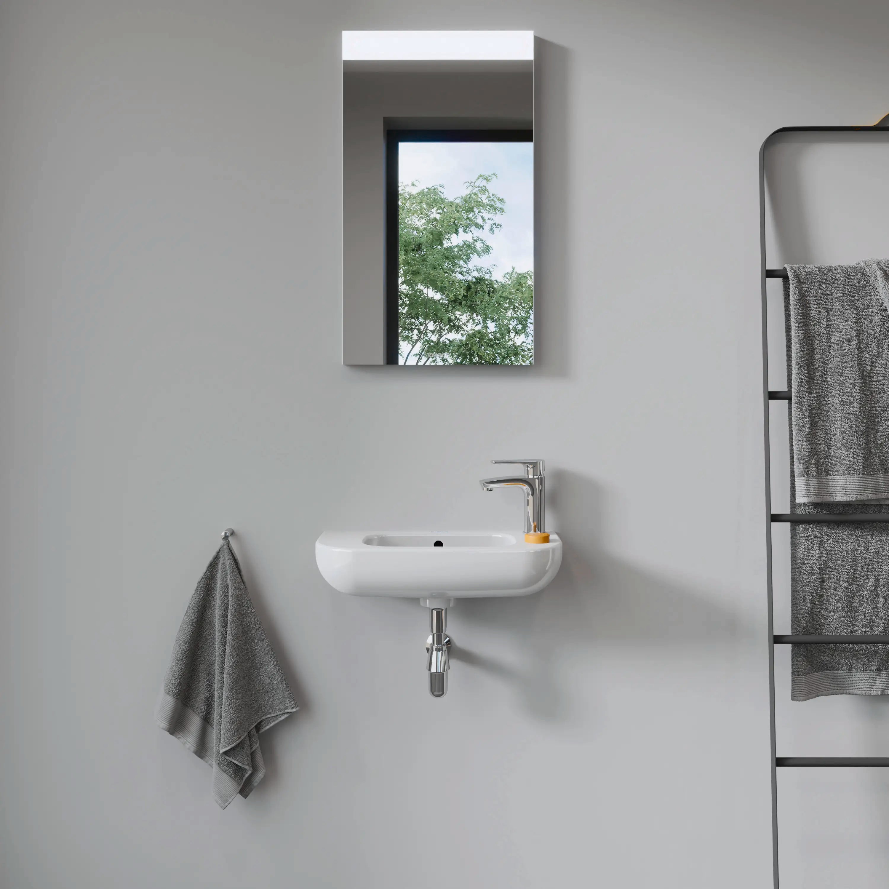 Duravit D-Code 19 5/8'' Rectangular Wall Mounted Sink in White with Single Faucet Hole and with Overflow