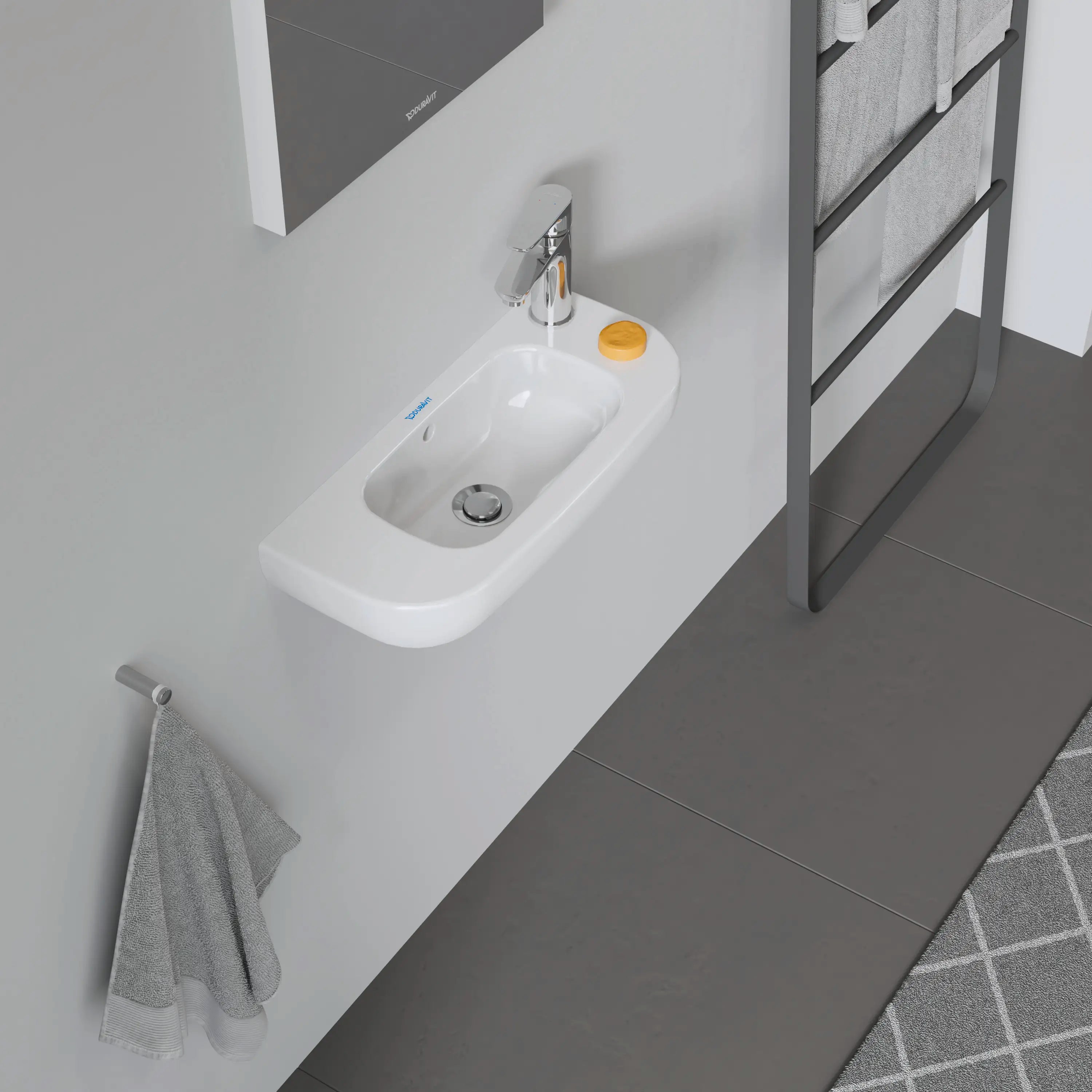 Duravit D-Code 19 5/8'' Rectangular Wall Mounted Sink in White with Single Faucet Hole and with Overflow