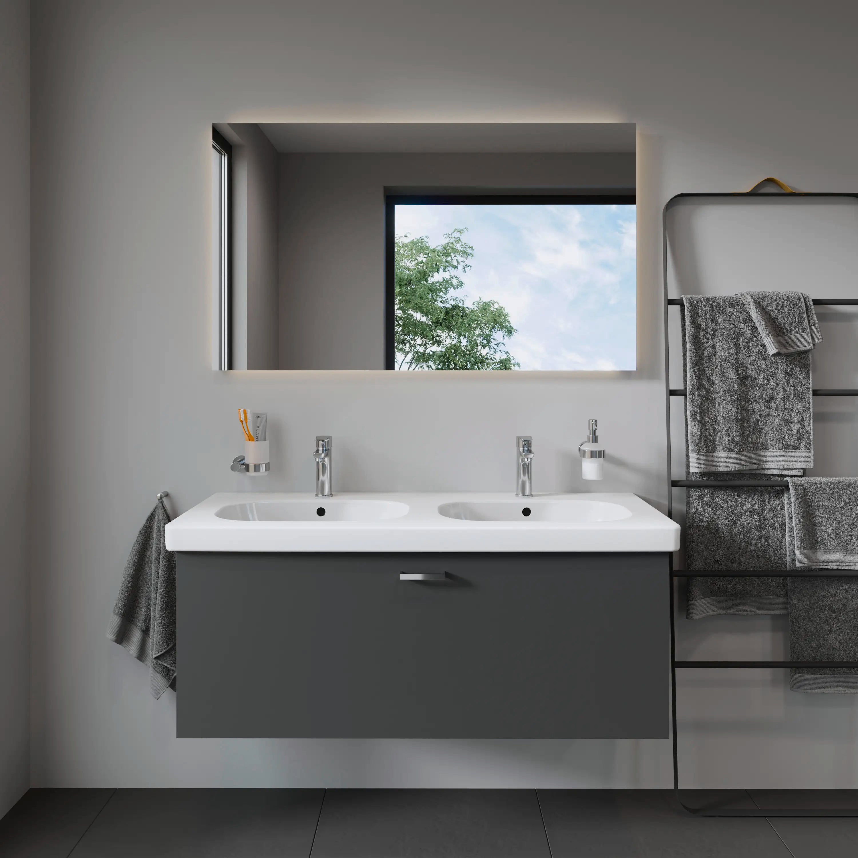 Duravit Light and Mirror Sensor Control LED Mirror in Aluminum, 4000K