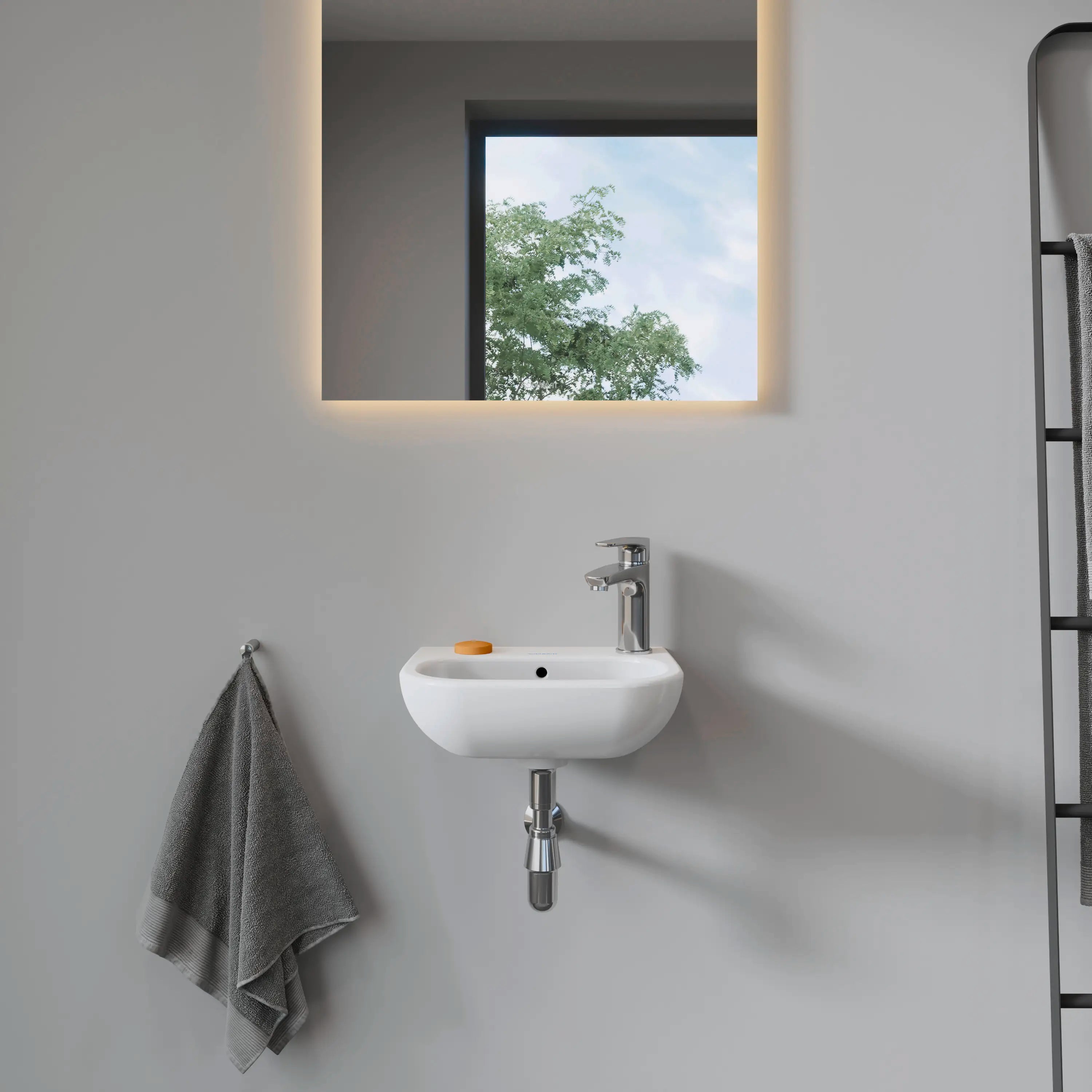 Duravit D-Code 14 1/8'' Rectangular Wall Mounted Sink in White with Single Faucet Hole and with Overflow