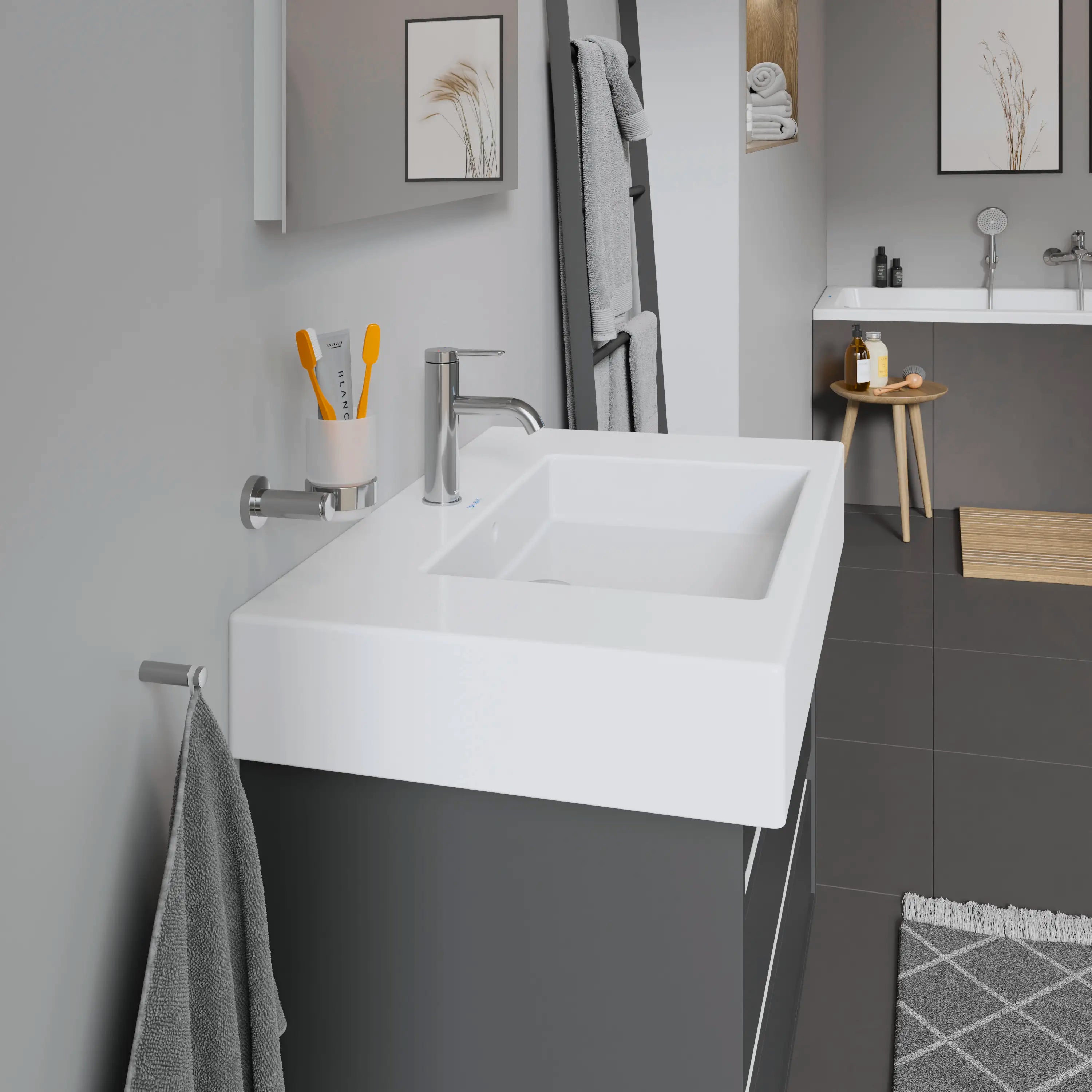 Duravit Vero 33 1/2'' Rectangular Wall Mounted Sink in White with Single Faucet Hole and with Overflow