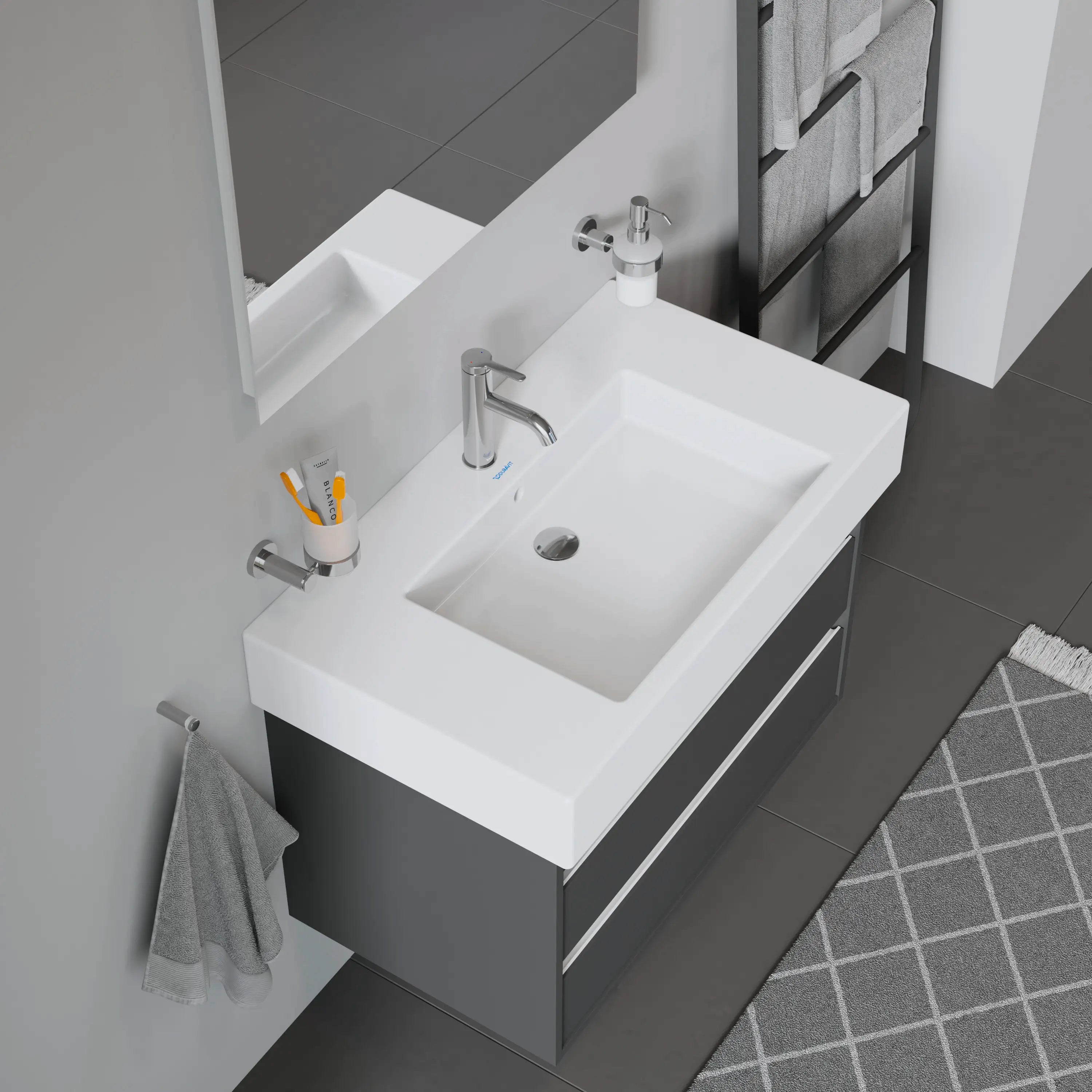 Duravit Vero 33 1/2'' Rectangular Wall Mounted Sink in White with Single Faucet Hole and with Overflow