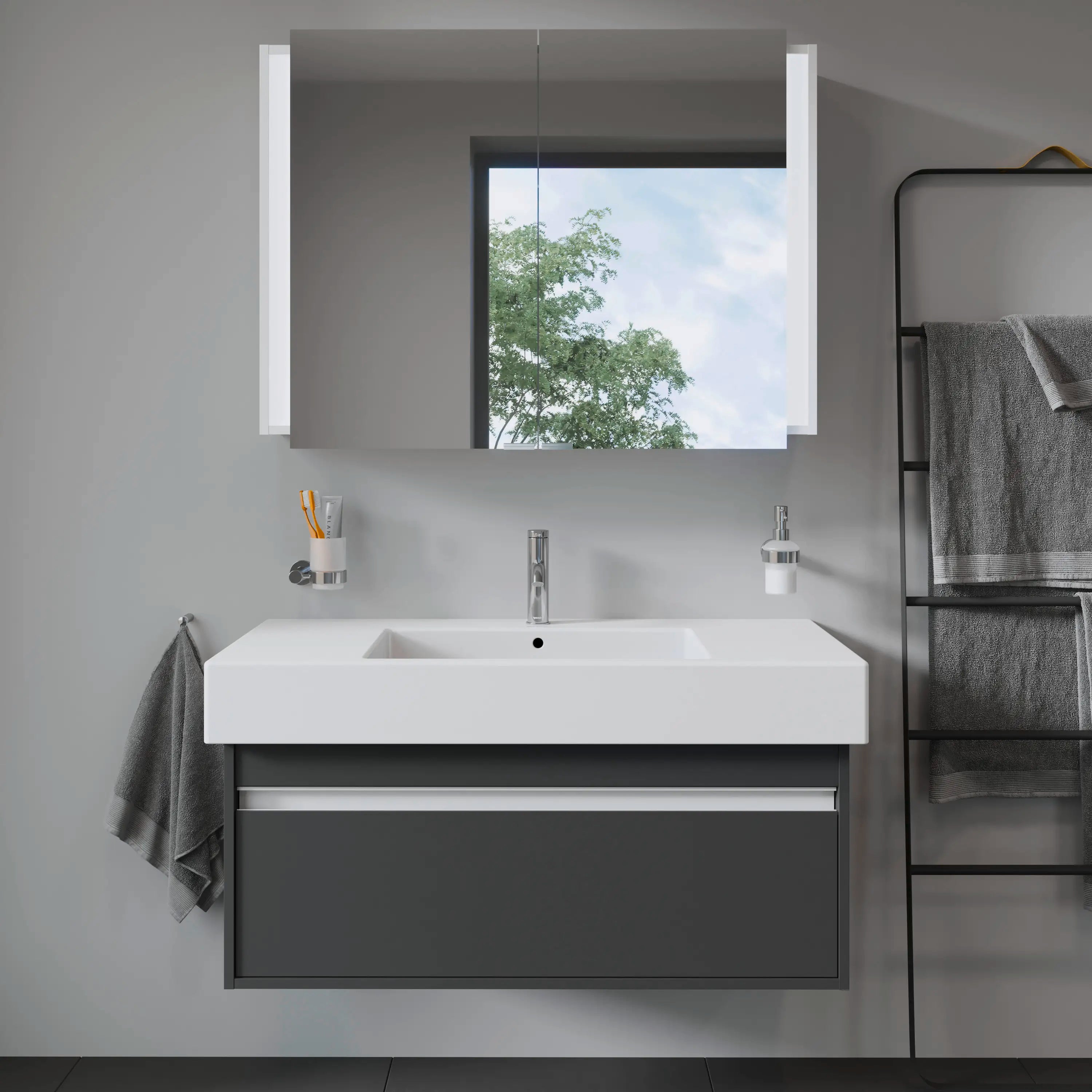 Duravit Vero 41 3/8'' Rectangular Wall Mounted Sink in White with Single Faucet Hole and with Overflow