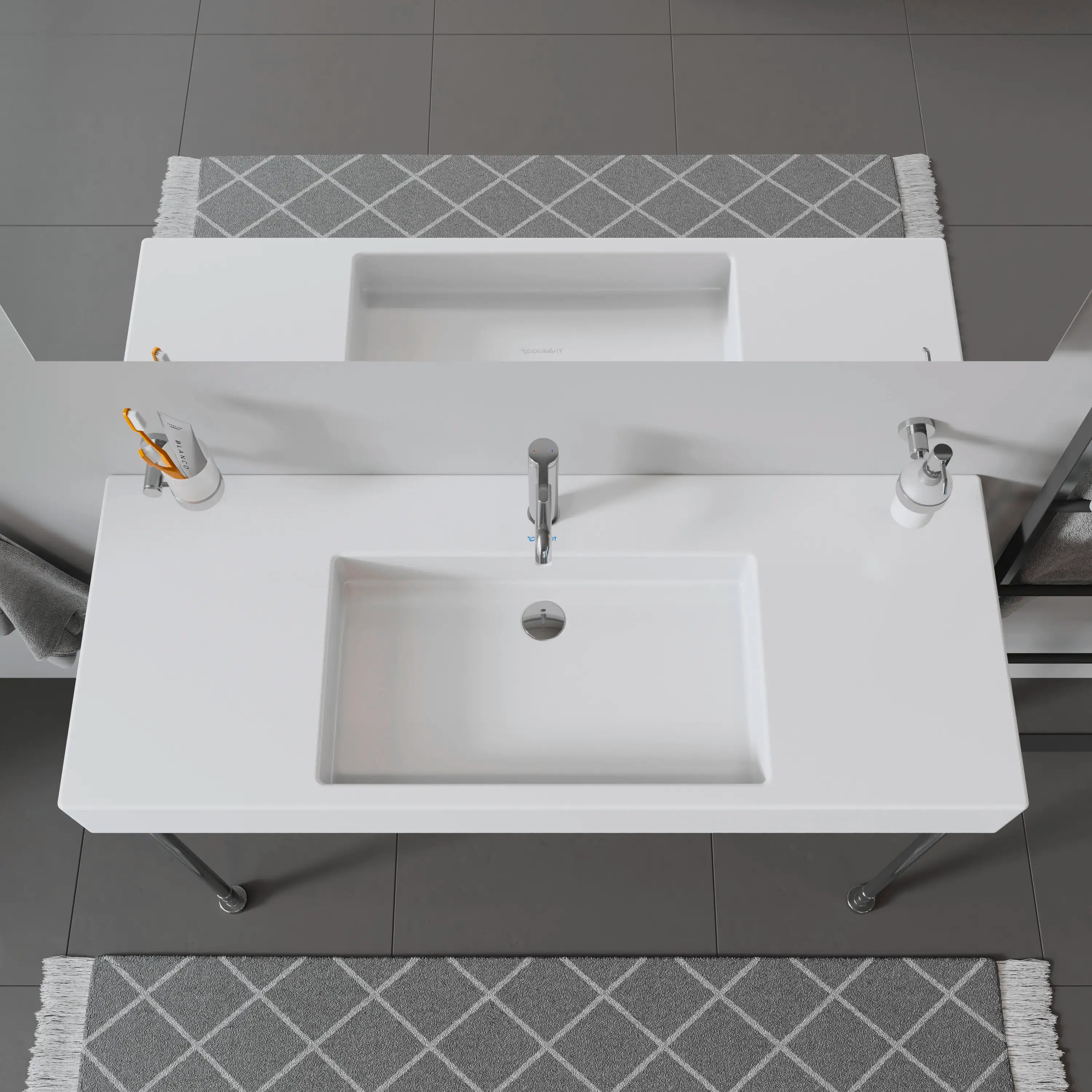 Duravit Vero 49 1/4'' Rectangular Wall Mounted Sink in White with Single Faucet Hole and with Overflow