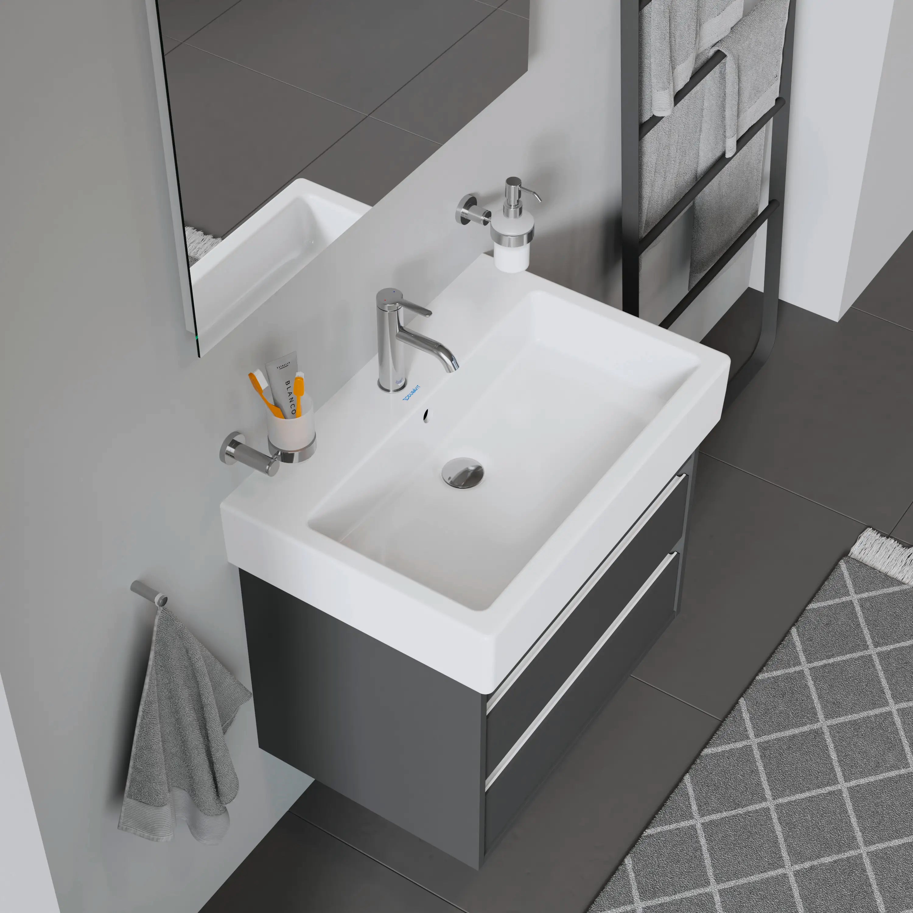 Duravit Vero 27 1/2'' Rectangular Wall Mounted Sink in White with Single Faucet Hole and with Overflow